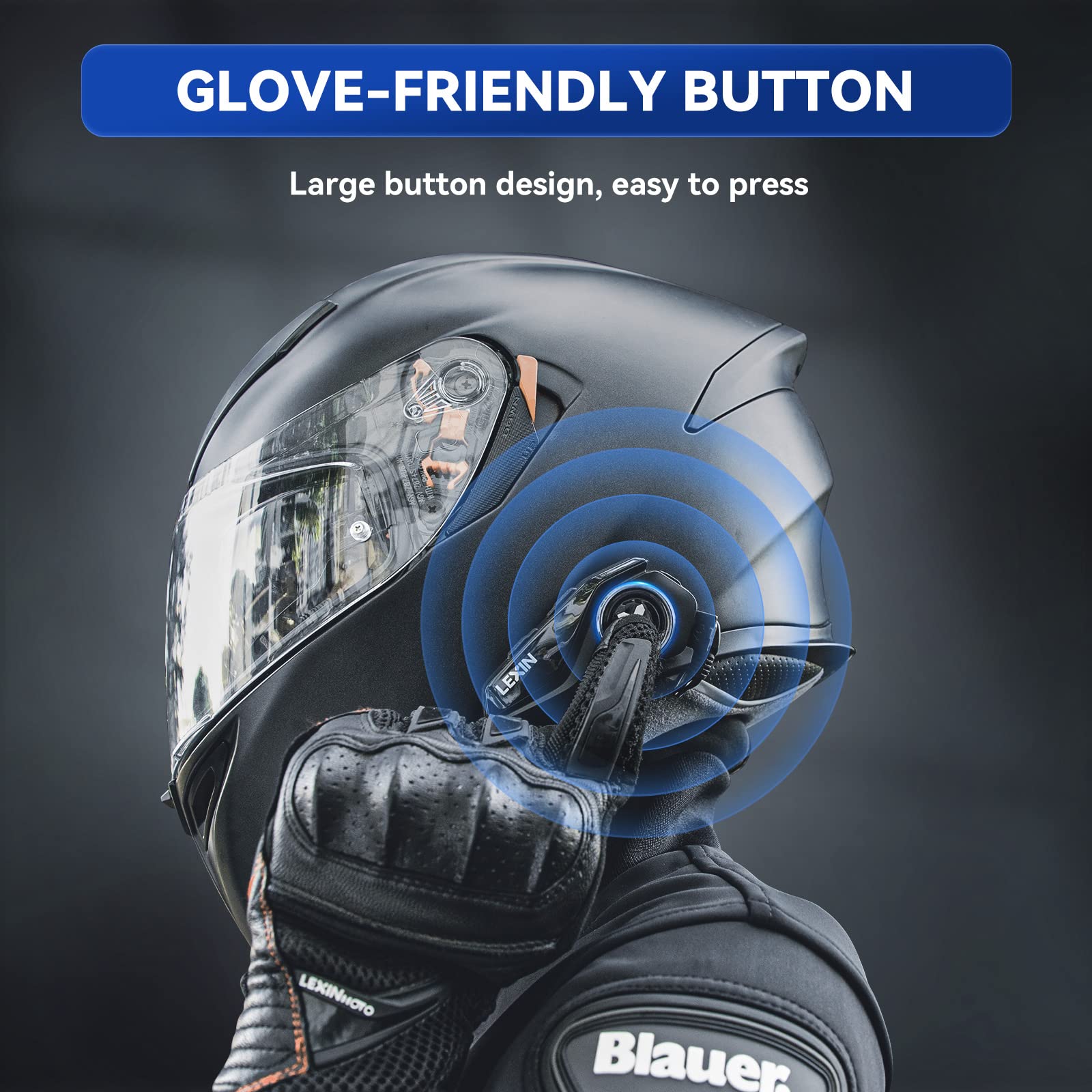 LEXIN G2P Motorcycle Bluetooth Helmet Headset - 6-Way Group Intercom, FM Radio, Universal Pairing, Private Talk & Noise Cancellation - Compatible with Snowmobile, ATV & Motorcycles (1 Pack) - Perfect for Group Rides, Adventure Tours & Off-Roading