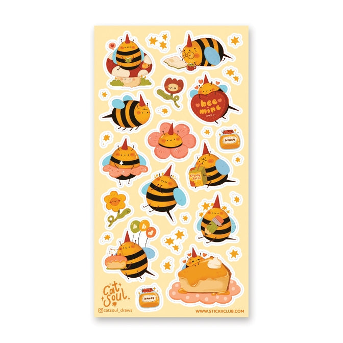 Busy Bees Sticker Sheet - 50 Unique Honeybee Stickers for Scrapbooking, Planners, Laptops & DIY Crafts - Waterproof Vinyl Decals for Kids & Adults