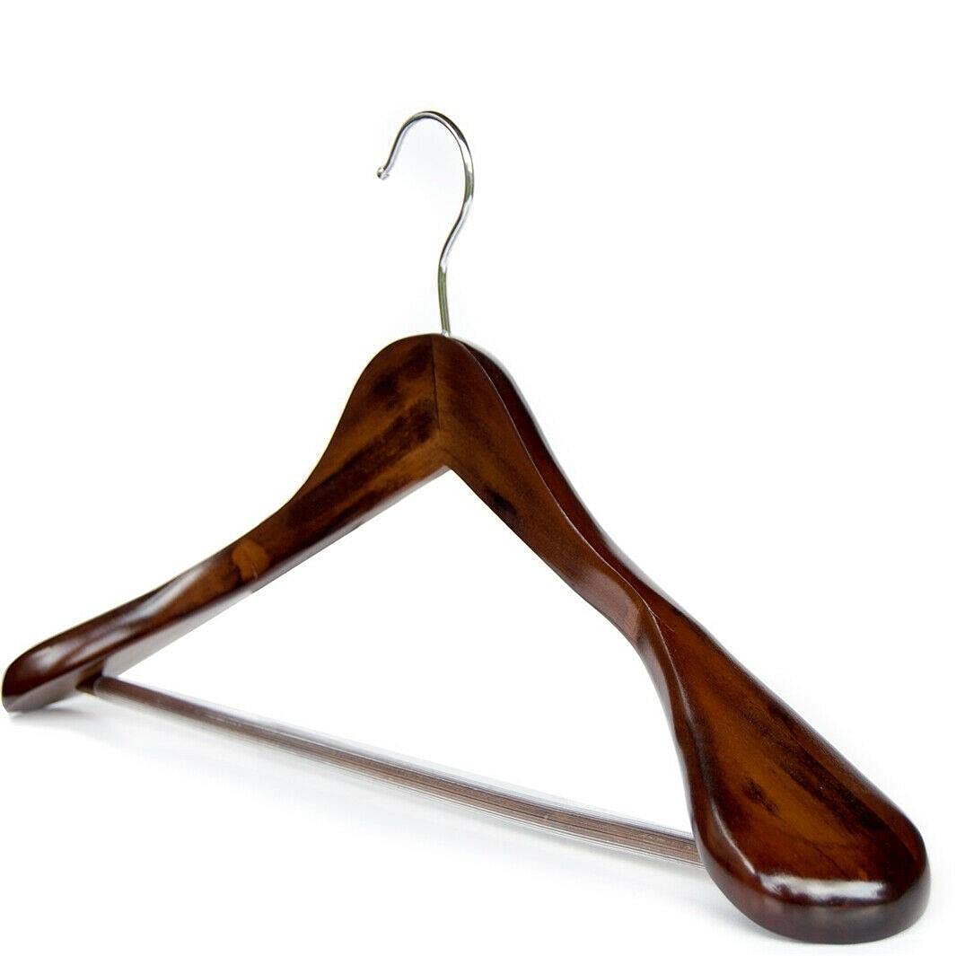 5Pack Premium Wooden Suit Hangers - Durable Coat & Clothes Rack for Closet Organization, Dorm Room Essentials, and Home Storage - Perfect for Wardrobe, Travel, and Office Use