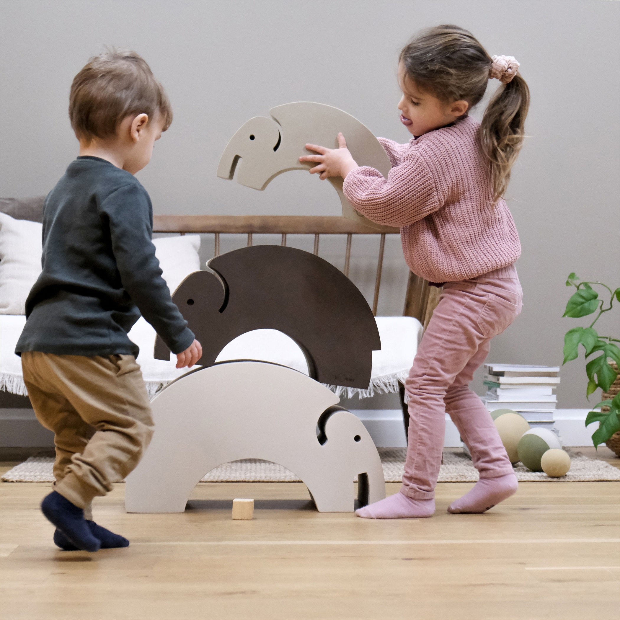 bObles Elephant S 16 Classic Vintage Rose - Soft Play Toy for Kids, Eco-Friendly Children's Furniture - Perfect for Nursery, Playroom & Toddler Safe Play Areas