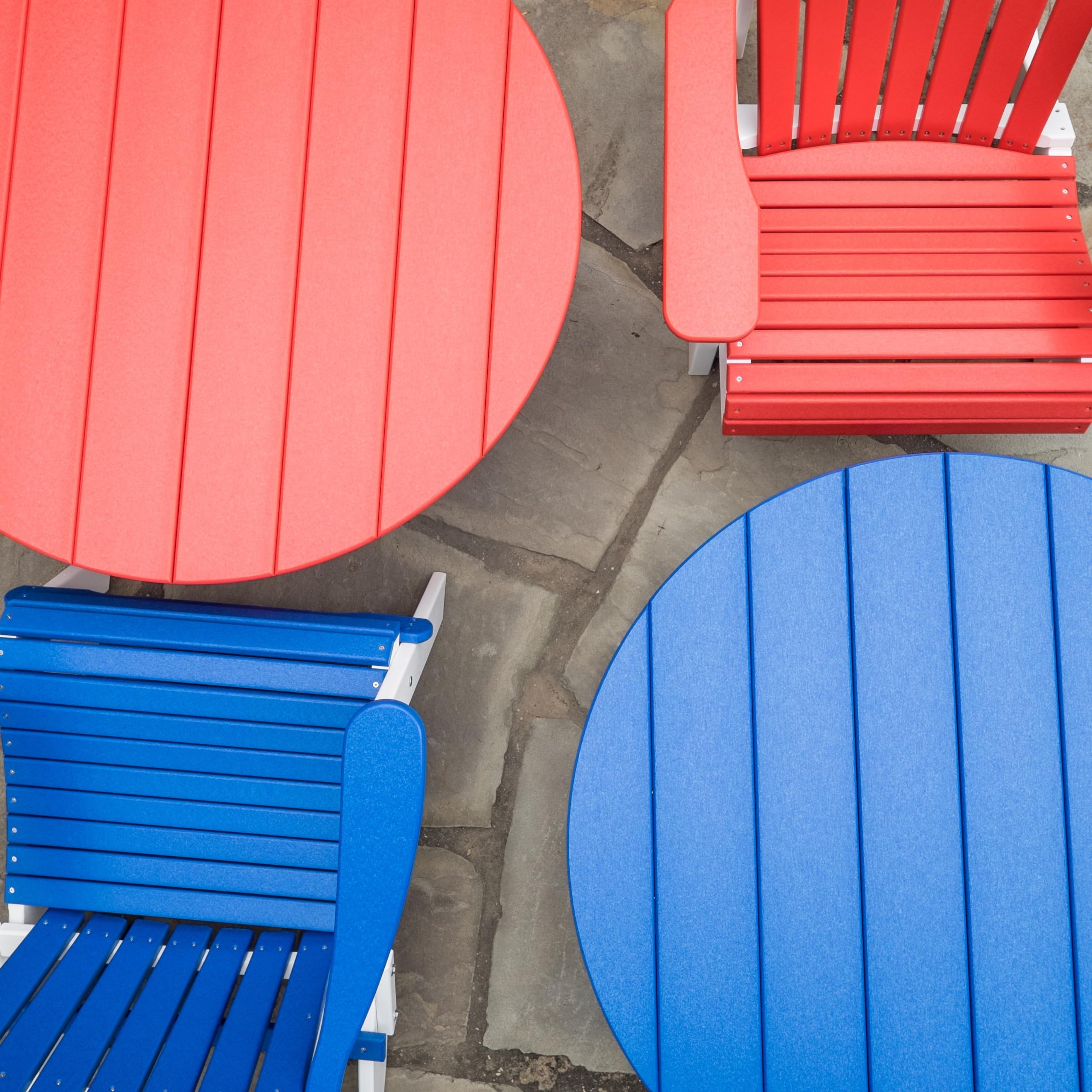 Premium Poly Lumber Deluxe Outdoor Conversation Table - Weather-Resistant Red & White Patio Furniture for Garden, Poolside & Backyard Relaxation