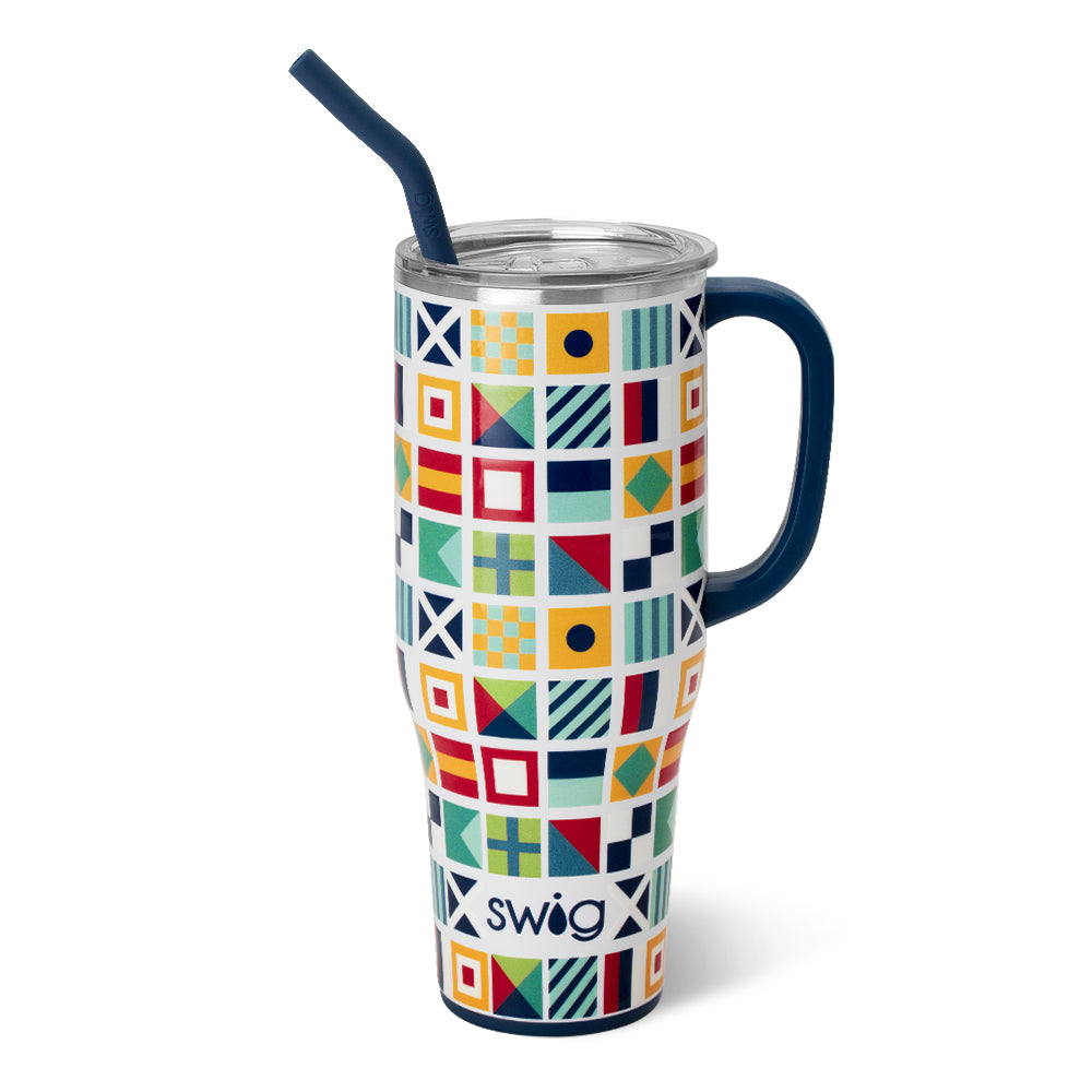 Nauti Girl Mega Mug 40oz - Large Insulated Tumbler with Lid & Straw - Perfect for Coffee, Tea & Cold Drinks - Great for Beach, Office & Outdoor Activities