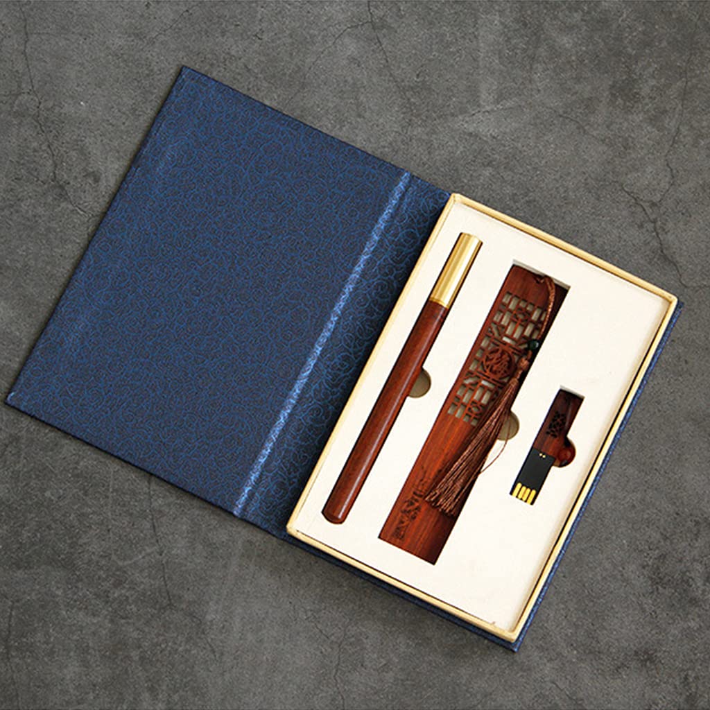 Premium Ebony Wood Pen & Bookmark Set - Vintage Business Writing Pen with Wooden Disk - Elegant Stationery Gift for Professionals, Writers & Students - Perfect for Office, Home & School Use