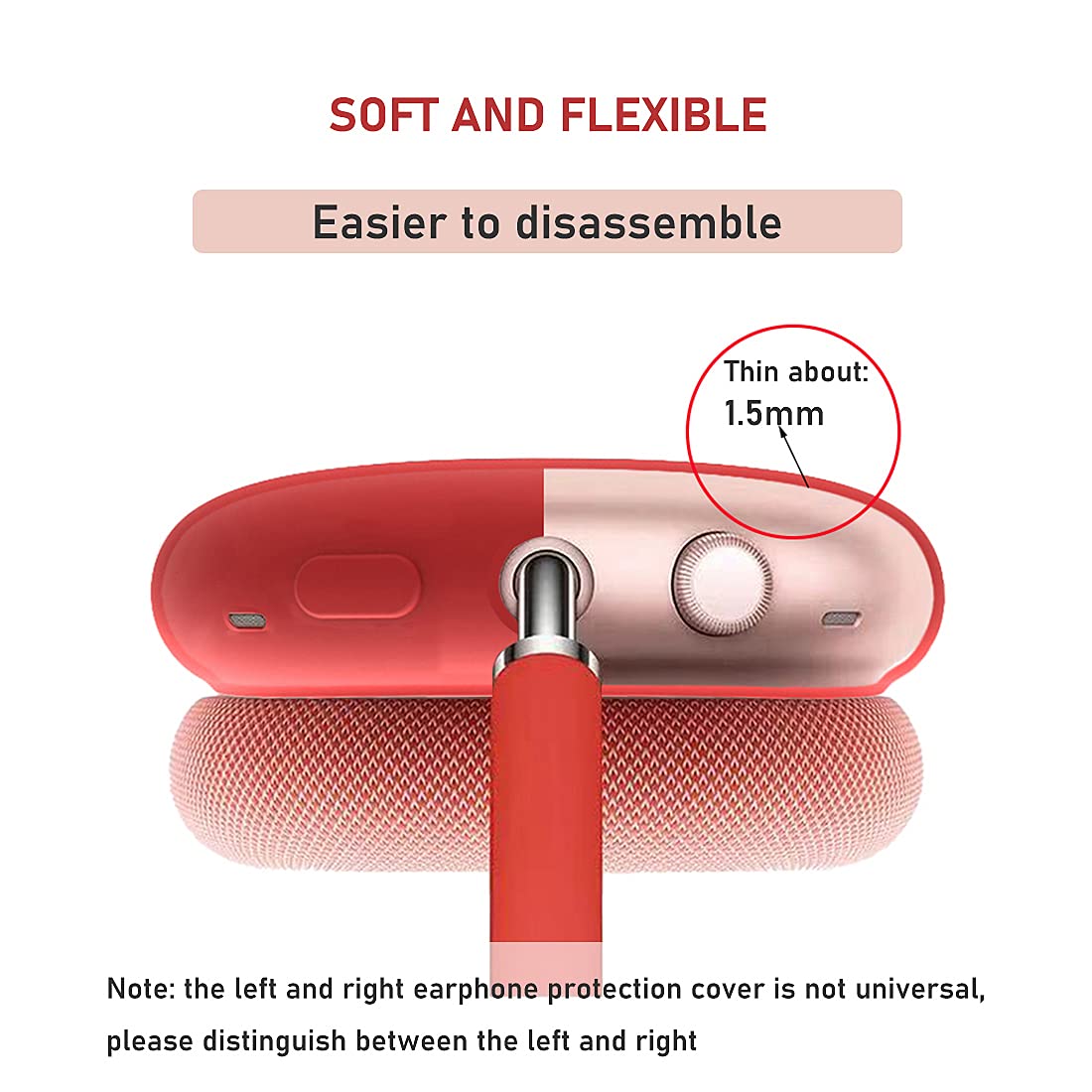 Antetek AirPods Max Silicone Protective Case - Lightweight Shockproof Cover with Full Protection, Shatter-Resistant Frame - Perfect for Travel, Gym & Daily Use (Red)