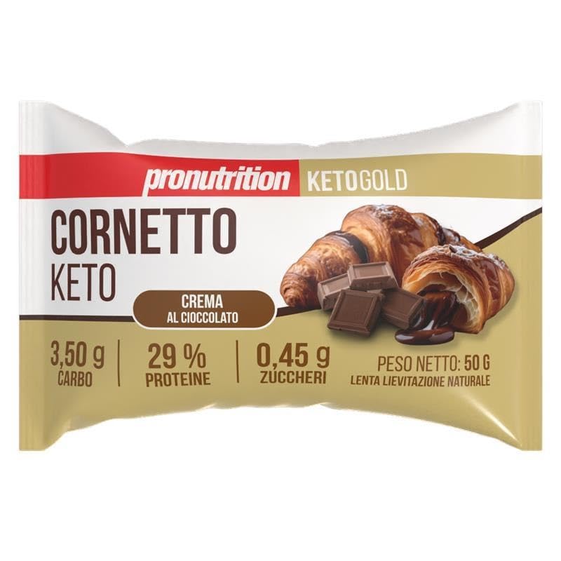 Keto Chocolate Cream Filled Cornetto - Low Carb (2.94g Net Carbs) Keto-Friendly Pastry Snack - 10 Pack (50g Each) - Perfect for Breakfast, Dessert or Keto Diet On-The-Go