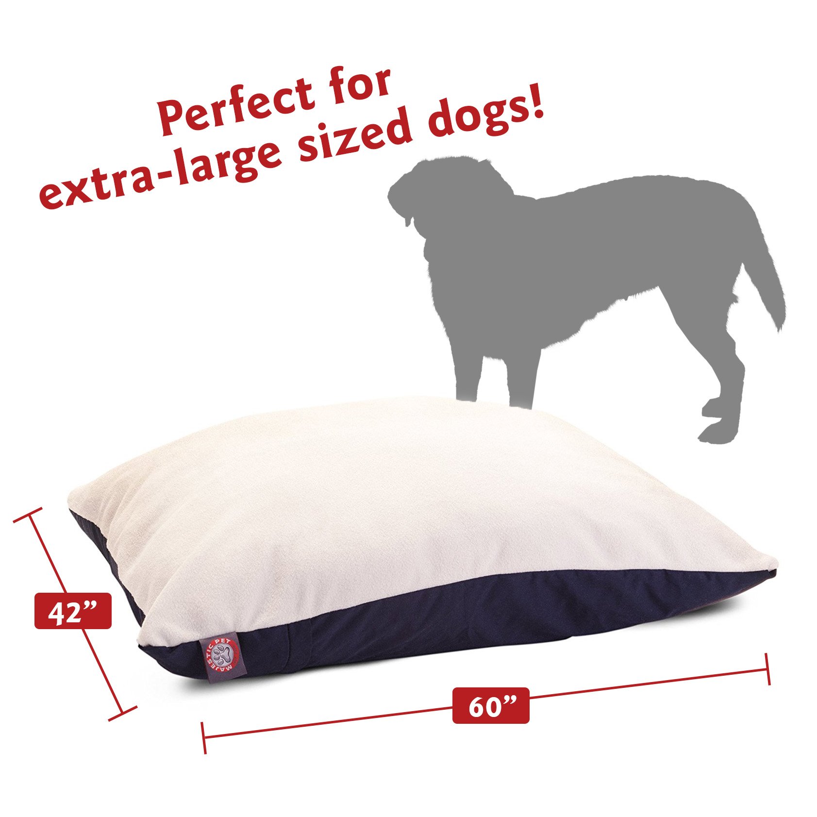 Majestic Pet X-Large Washable Dog Bed with Removable Cover - 42x60 Inch Orthopedic Crate Bed for Large Breed Dogs - Super Soft Kennel Sleeping Pad (Blue) - Perfect for Home, Office & Travel Use