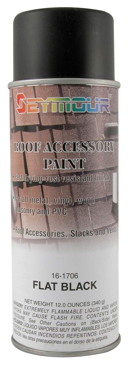 Seymour of Sycamore 16-1706 16 oz Flat Black Roof Accessory Paint - Pack of 12 for Metal Roofs, Gutters & Outdoor Repairs