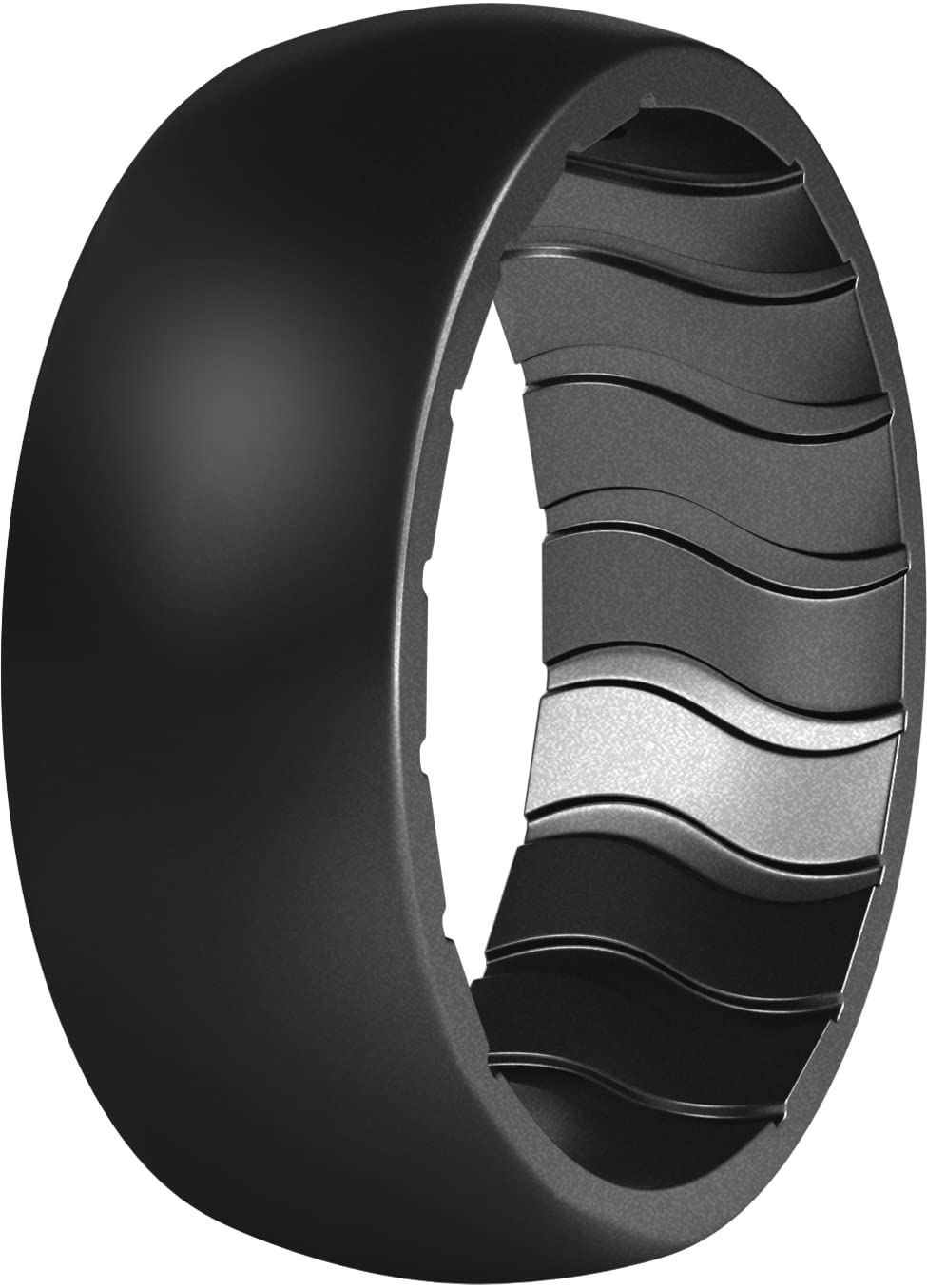 Dookeh Breathable Men's Silicone Wedding Rings - Comfortable Rubber Ring Bands for Men in Black, Blue & Camo - Perfect for Workout, Gym, Swimming & Outdoor Activities
