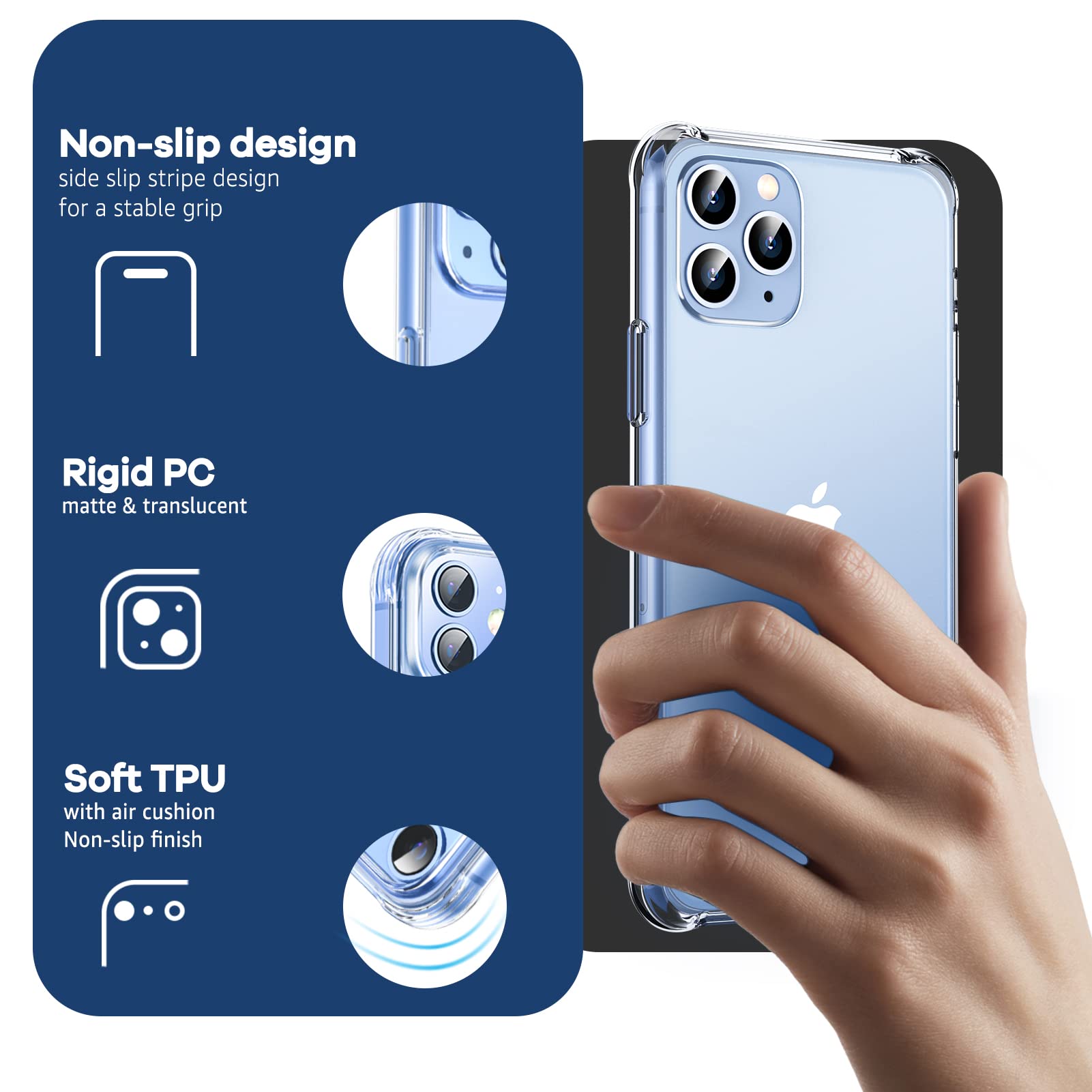 ORIbox Clear iPhone 11 Pro Max Case - Translucent Matte Protective Cover with Soft Edges | Lightweight Slim Design for Women, Men & Kids | Perfect for Everyday Use, Work & School
