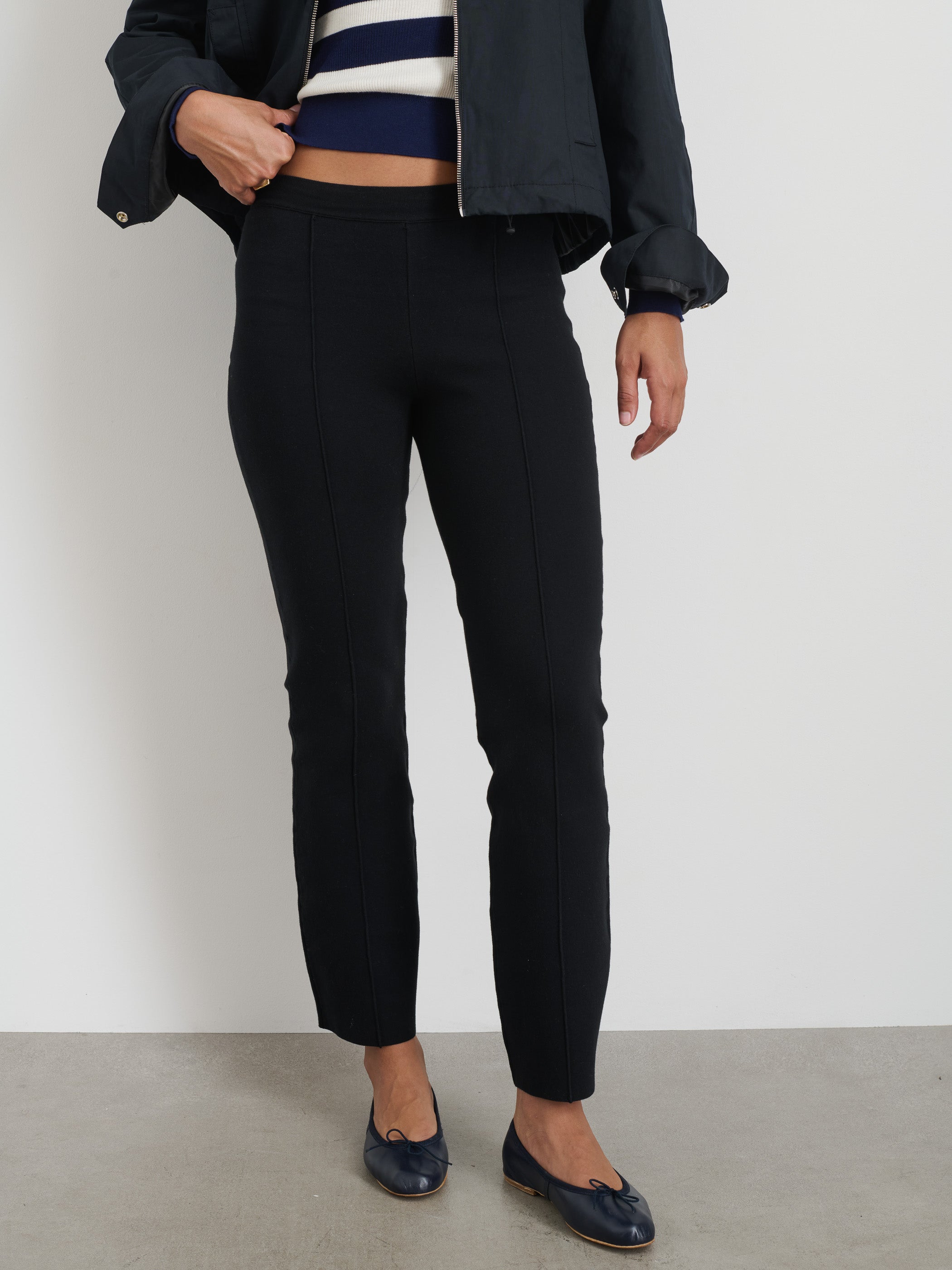Alicia Women's Black Stretch Pants - Comfortable High Waist Trousers for Work, Office & Casual Wear