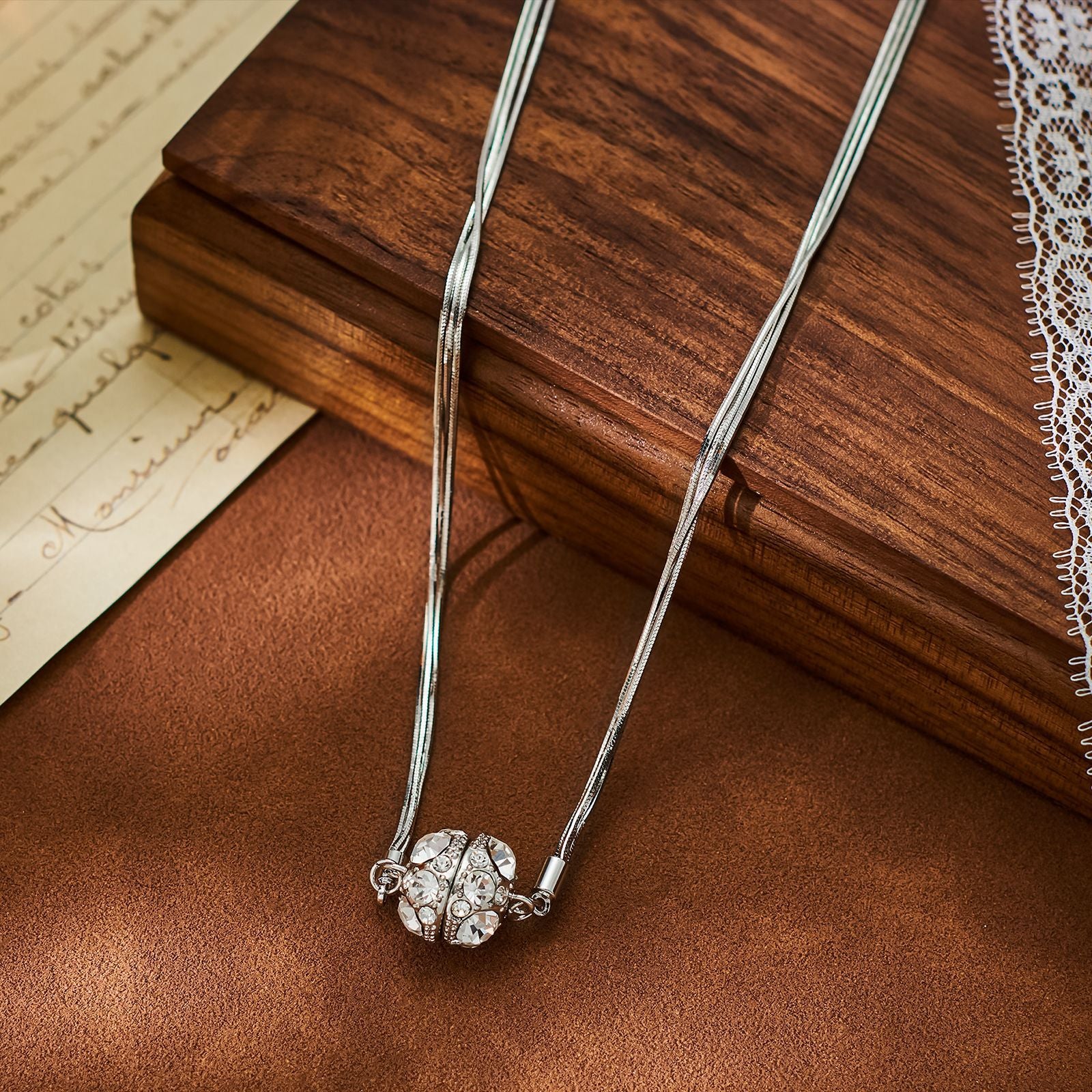 Sparkly Magnetic Ball Multistrand Choker Necklace for Women | Adjustable Magnetic Closure | Elegant Layered Beaded Necklace for Party, Wedding & Evening Wear (Style A8407)