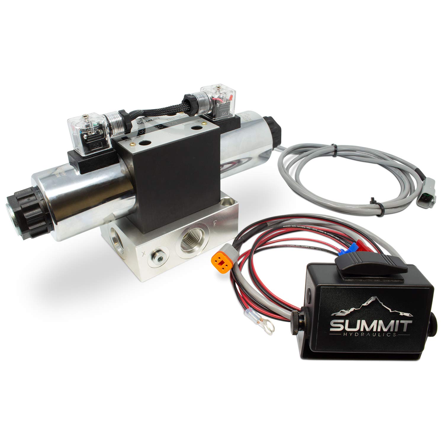 24V Electric Hydraulic Double Acting Control Valve with Rocker Switch - 1 Spool, 25 GPM (A Spool) for Double Acting Cylinders - Ideal for Hydraulic Systems, Agricultural Equipment & Industrial Machinery