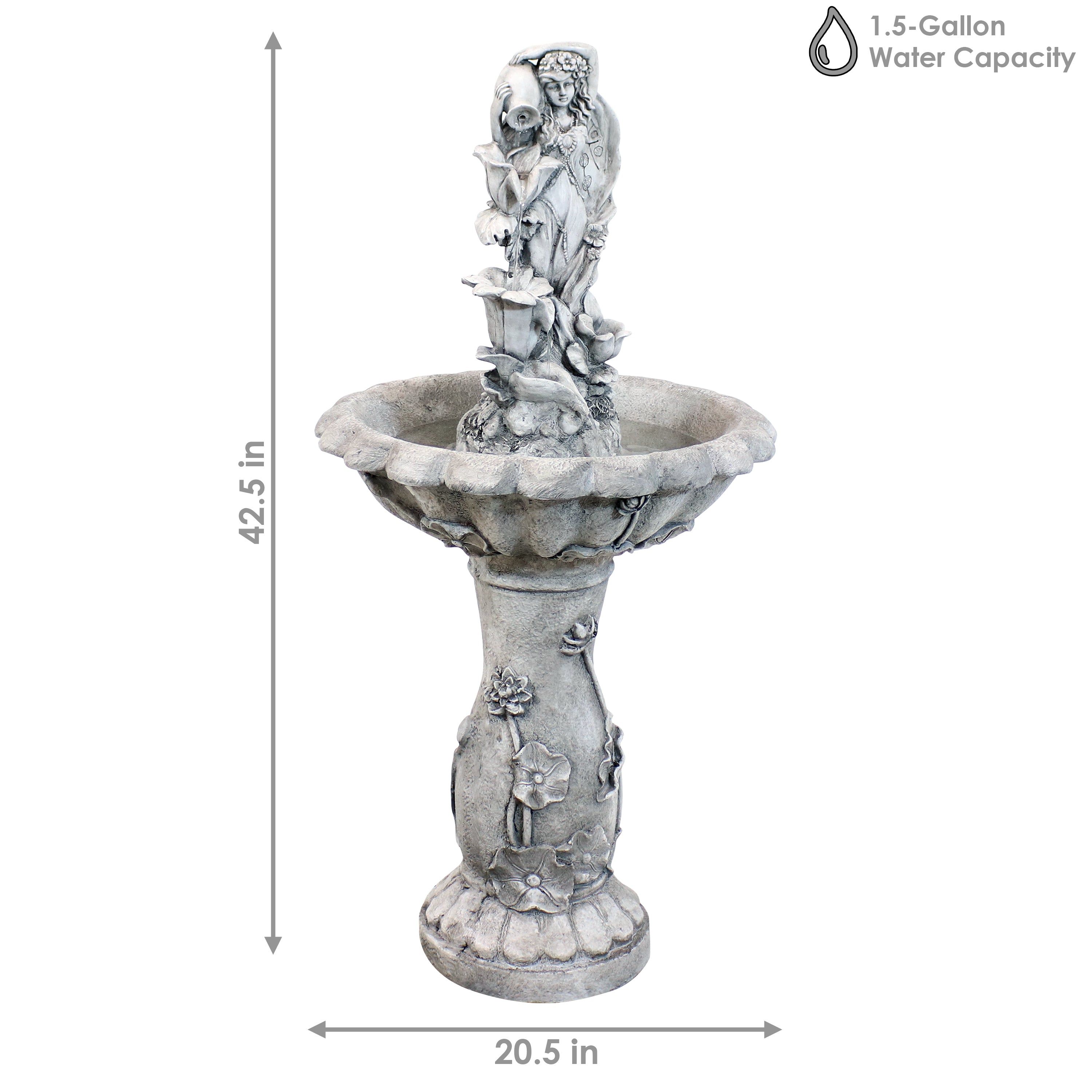 Sunnydaze Fairy Flower Solar Outdoor Fountain with Battery Backup - 42.5