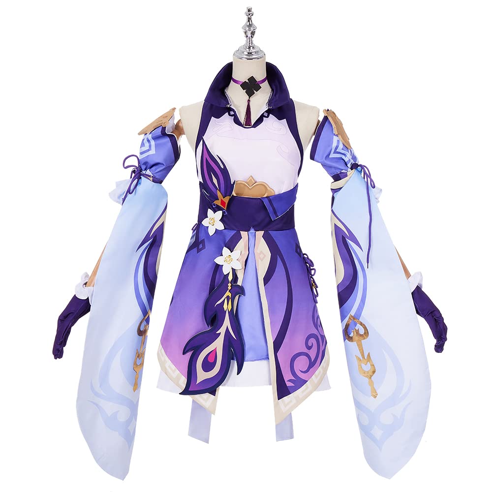 Keqing Cosplay Costume Full Set - Purple Deluxe Dress Uniform with Wigs & Shoes for Women & Girls | Genshin Impact Anime Convention & Halloween Party Outfit