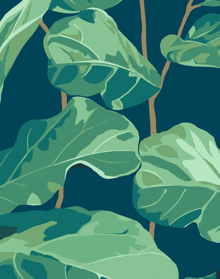Nathan Turner Indigo Fiddle Leaf Fig Wallpaper - Perfect for Living Room, Bedroom & Nursery Decor