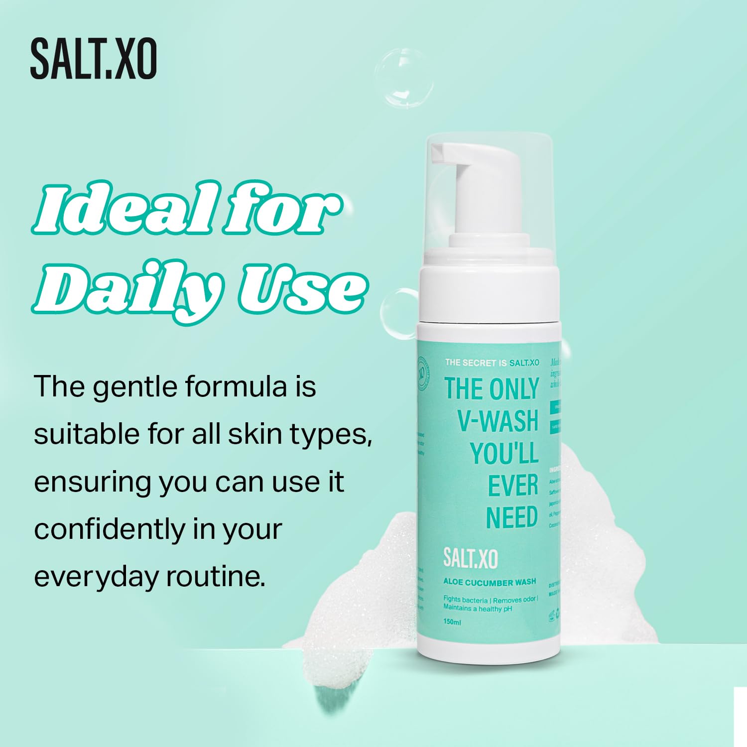 Foaming Yoni Wash for Women - pH Balanced Feminine Hygiene with Aloe & Cucumber | Soothing Intimate Care | Cruelty-Free, Paraben-Free V Wash (150ml) | Perfect for Daily Use & Post-Workout Freshness