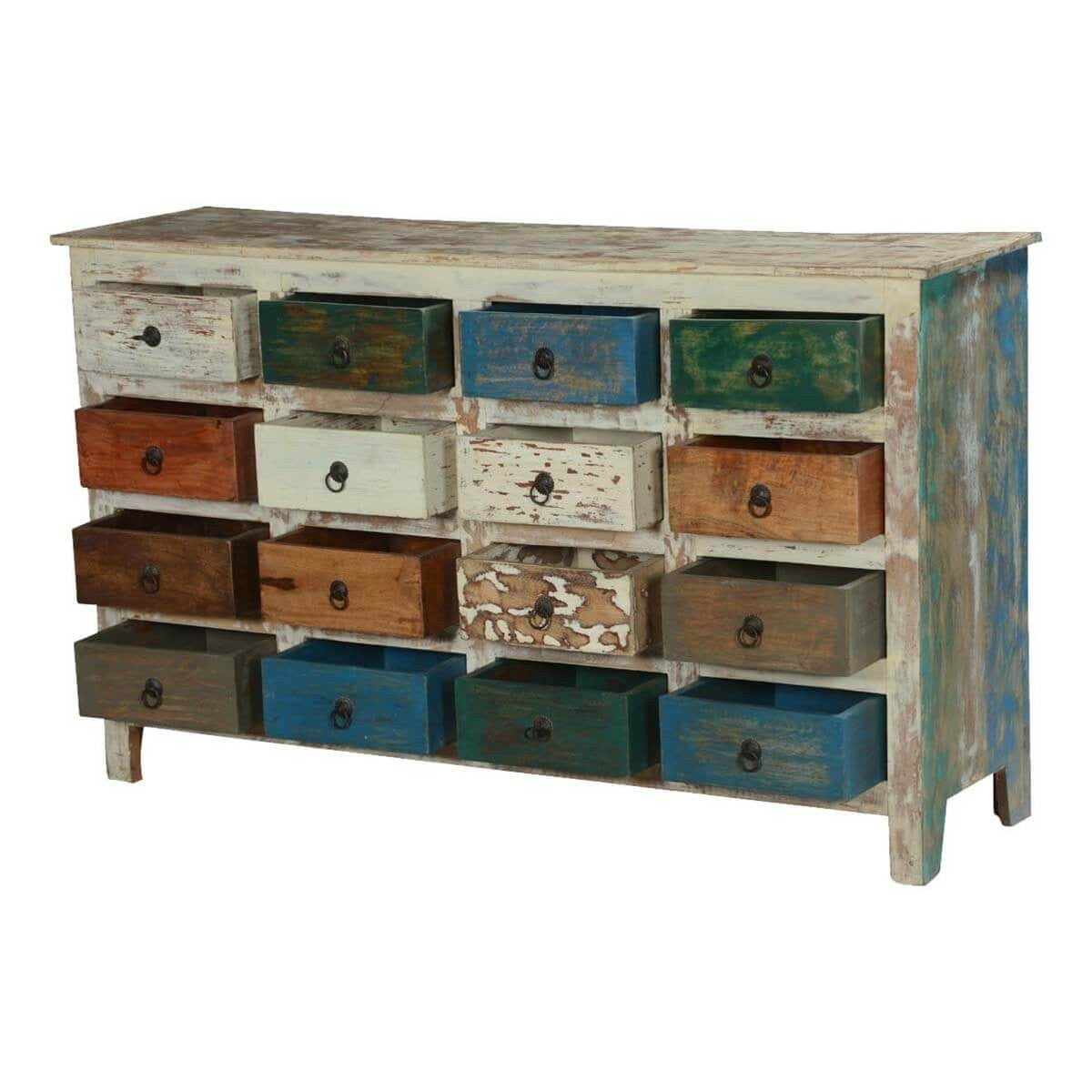 Premium Indian Mango Wood 16-Drawer Horizontal Dresser - Solid Wood Bedroom Storage Furniture for Clothes, Bedding & Accessories | Perfect for Master Bedroom, Guest Room & Dorm Organization