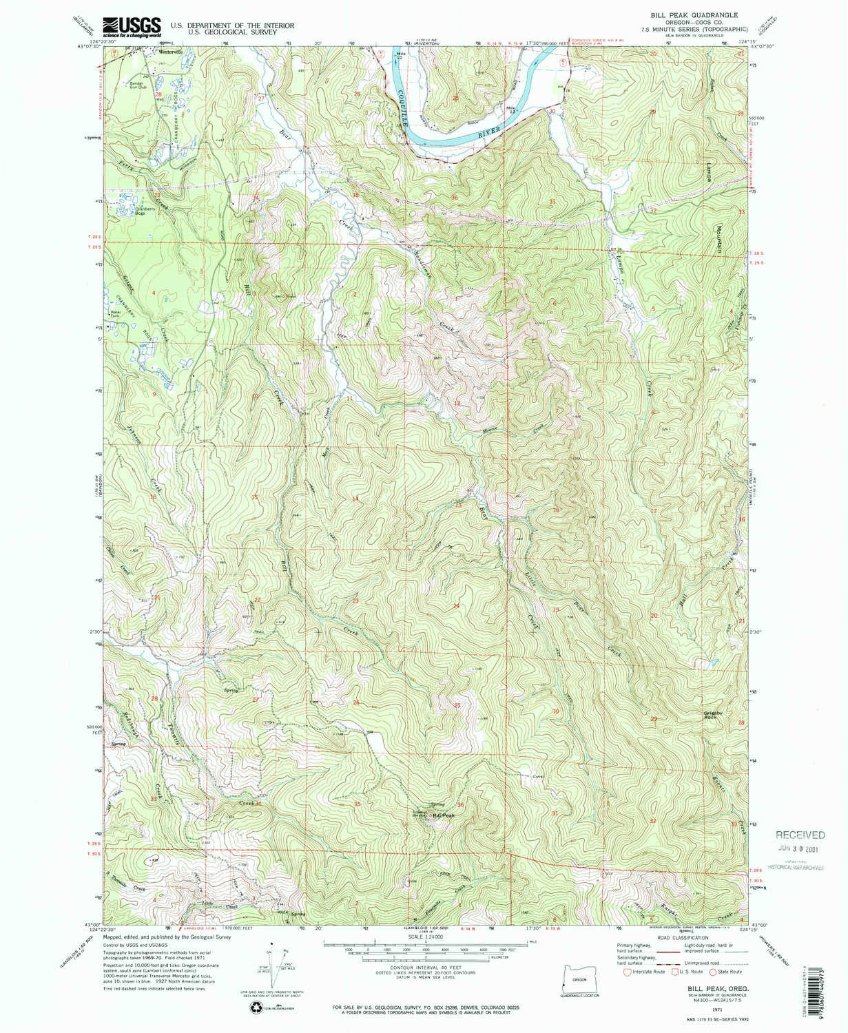 Bill Peak OR Topographic Map - 1:24000 Scale, 7.5x7.5 Minute Quadrangle, Historical 1971 Edition (Updated 1973) - 26.7x21.9 Inches - Perfect for Hiking, Backpacking & Outdoor Exploration in Oregon