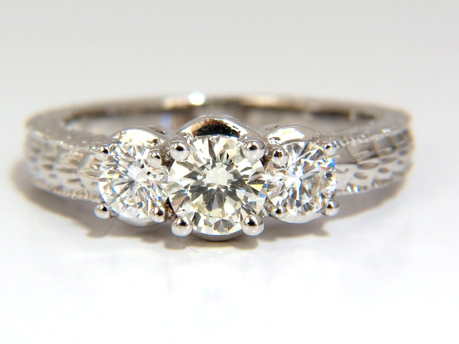 1.09CT Natural Round Brilliant Diamond Ring - Classic Three Stone Engagement Ring for Women, Wedding, Proposal, Anniversary Gift (Ideal for Bridal, Valentine's Day & Special Occasions)