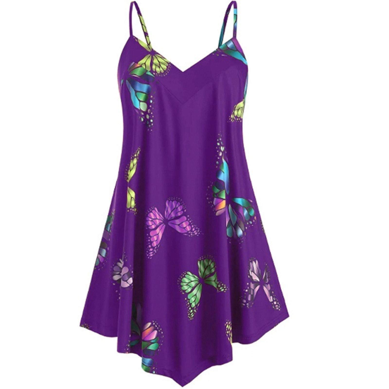 Sexy Butterfly Print Camisole Tops for Women - Plus Size Summer Tunic Tops for Casual Wear | Perfect for Beach Outings, Date Nights & Vacation Outfits