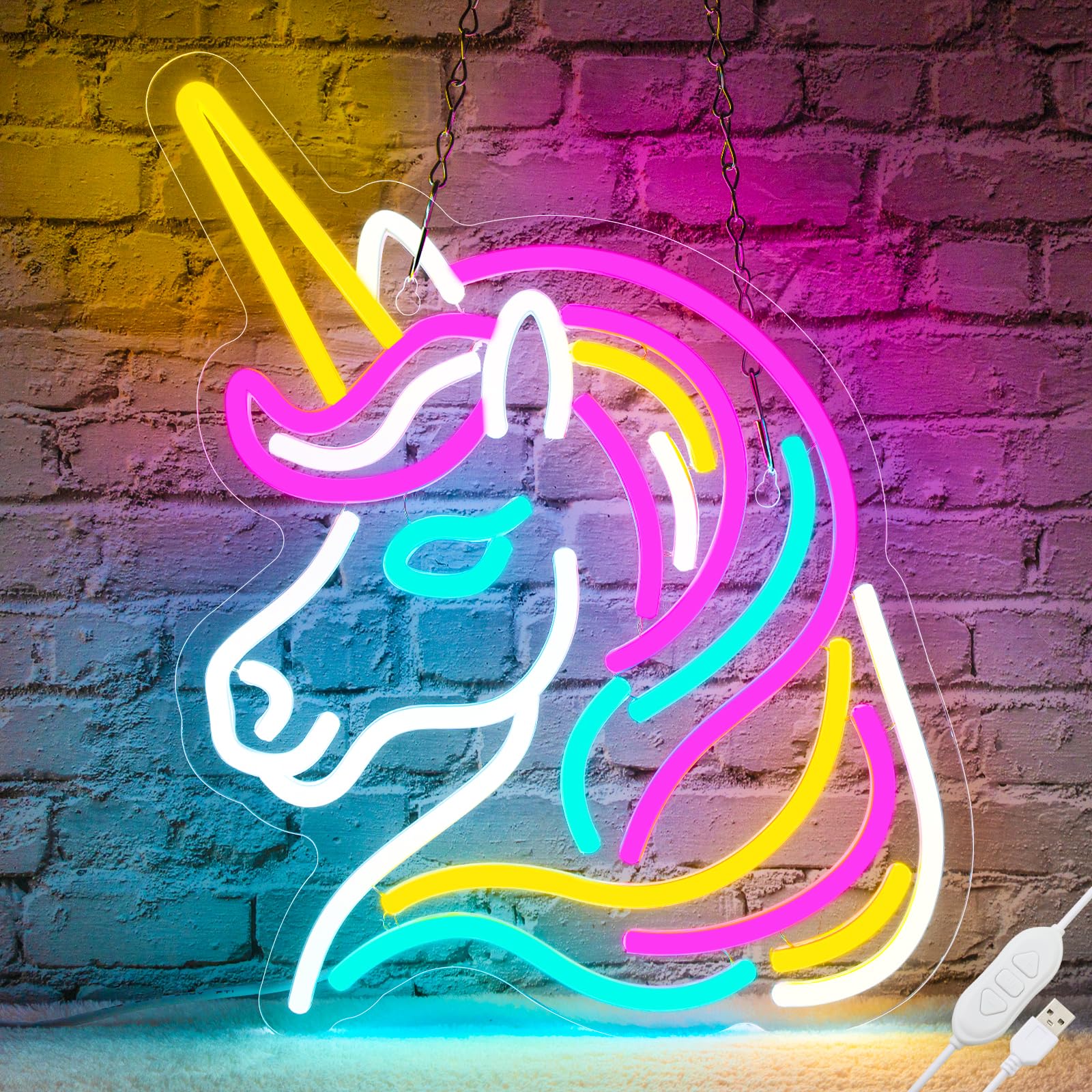 Unicorn Neon Sign for Wall Decor - Dimmable Colorful LED Unicorn Lights for Girls Room, USB Powered Bedroom Kids Room Decor - Perfect Gift for Girls Birthday & Christmas (13