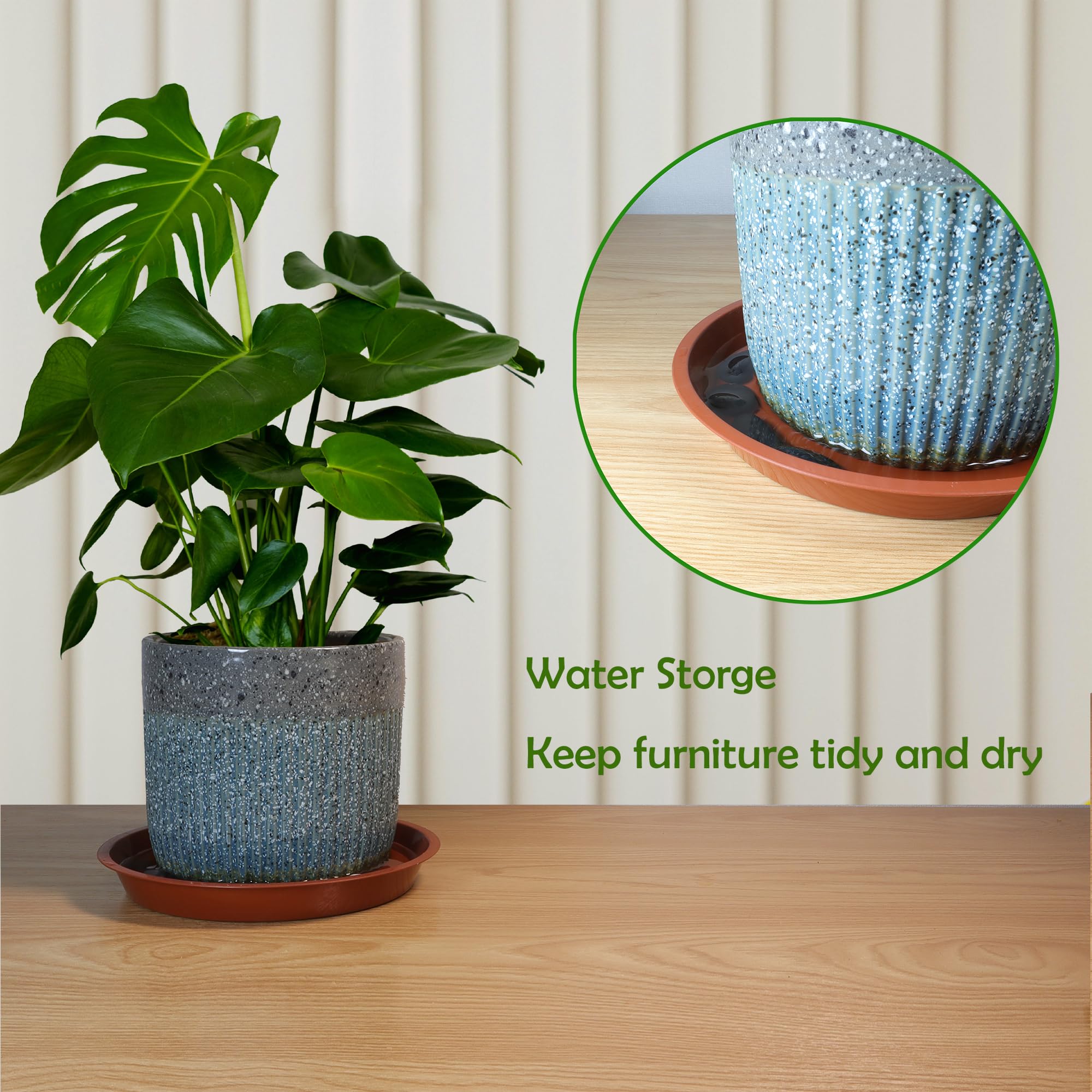 4 Pack 16 Inch Clear Plastic Plant Saucers - Round Plant Drip Trays for 14 Inch Pots - Indoor Outdoor Flower Pot Water Catcher for Potted Plants (16 Inch, 4 Pieces) - Perfect for Balcony, Garden & Home Decor Plant Drainage