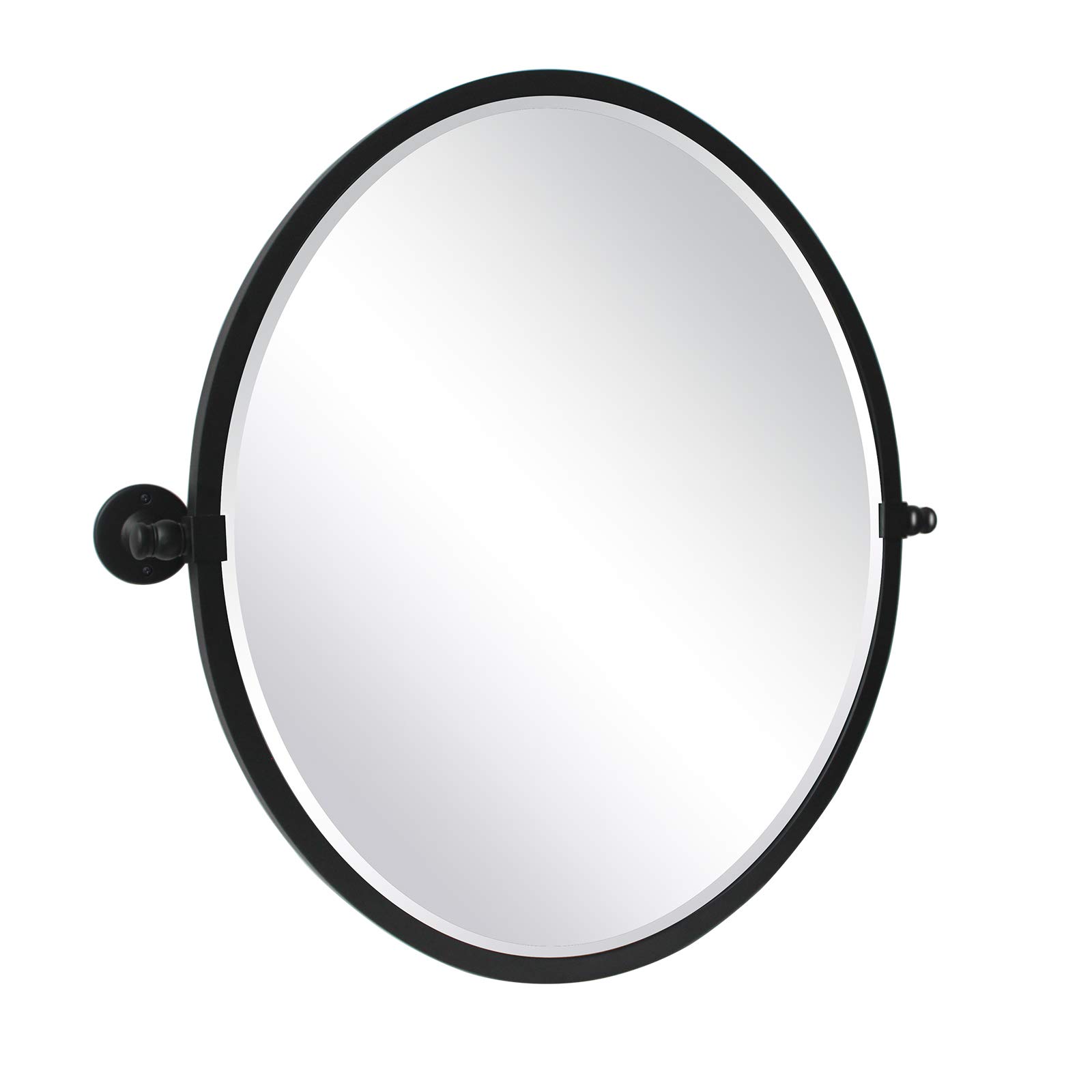 22 x 26 Inch Black Metal Framed Oval Bathroom Mirror - Adjustable Tilting Wall Mounted Vanity Mirror with Beveled Edge for Makeup, Shaving & Home Decor