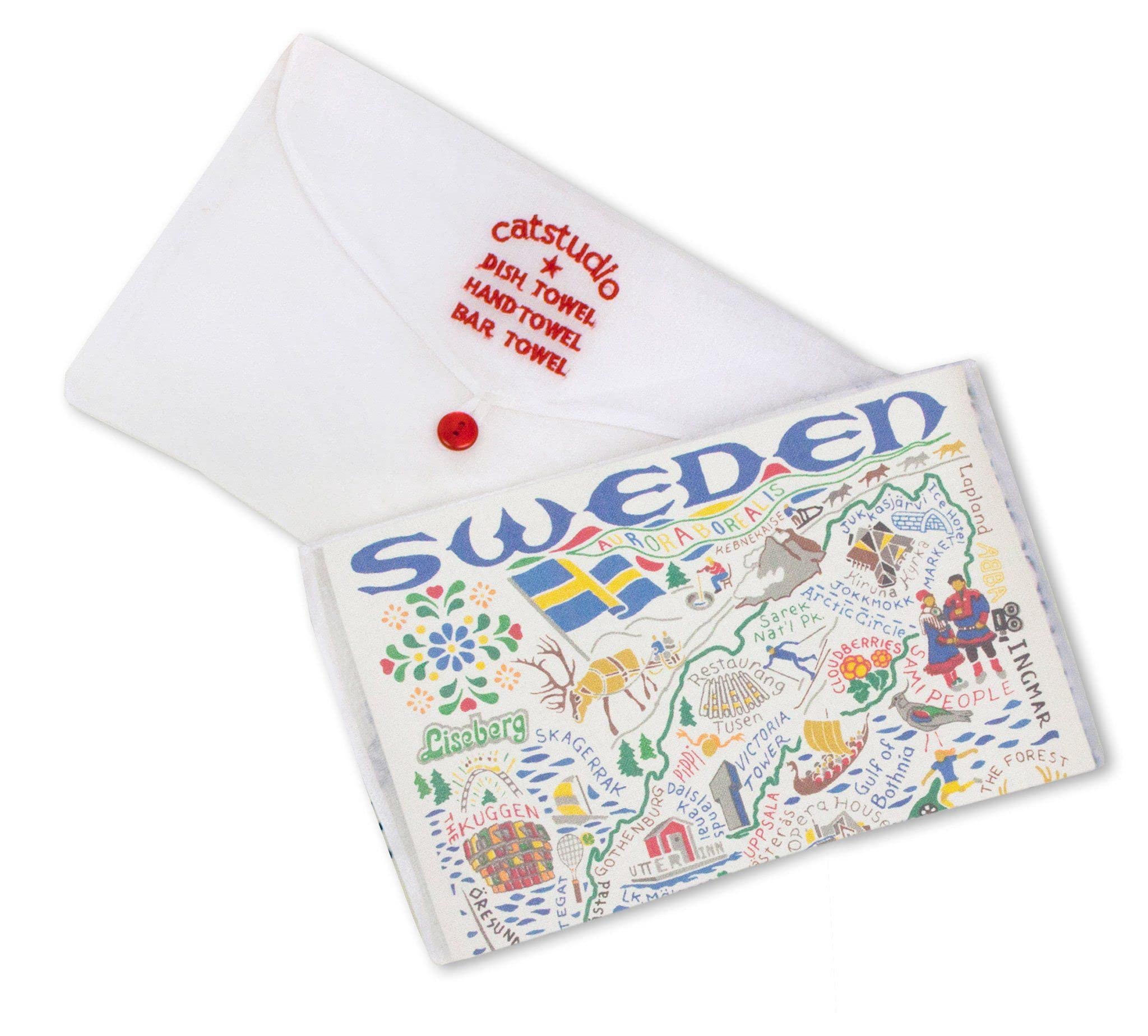 Catstudio Sweden Dish & Hand Towel Set - Absorbent Cotton Kitchen, Bar & Bathroom Towels for Drying Dishes, Wiping Hands & Decorating Home