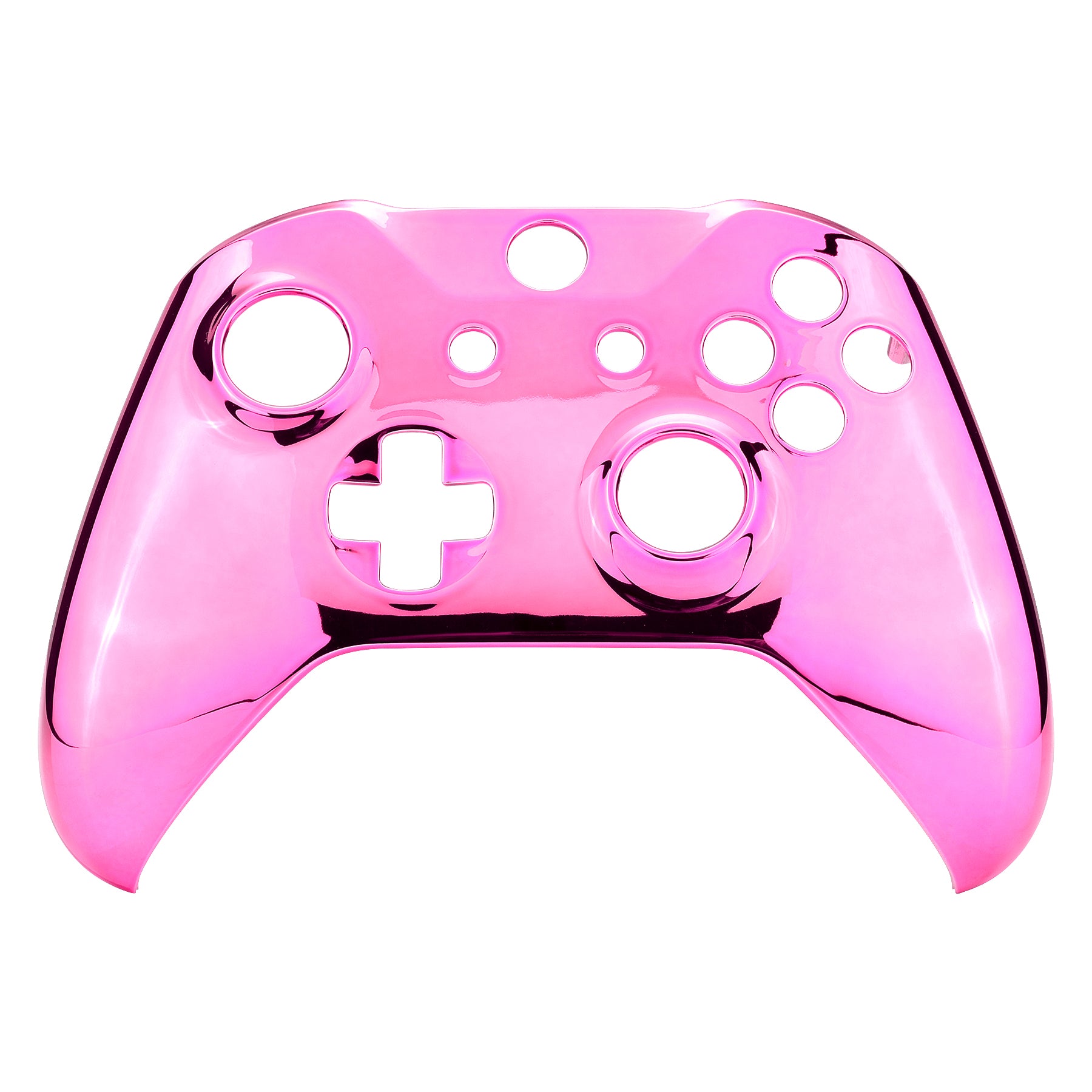 eXtremeRate Chrome Pink Front Housing Shell Faceplate for Xbox One S & Xbox One X Controller (Model 1708) - Custom Replacement Cover for Enhanced Gaming Experience - Perfect for Gaming Enthusiasts & Streamers