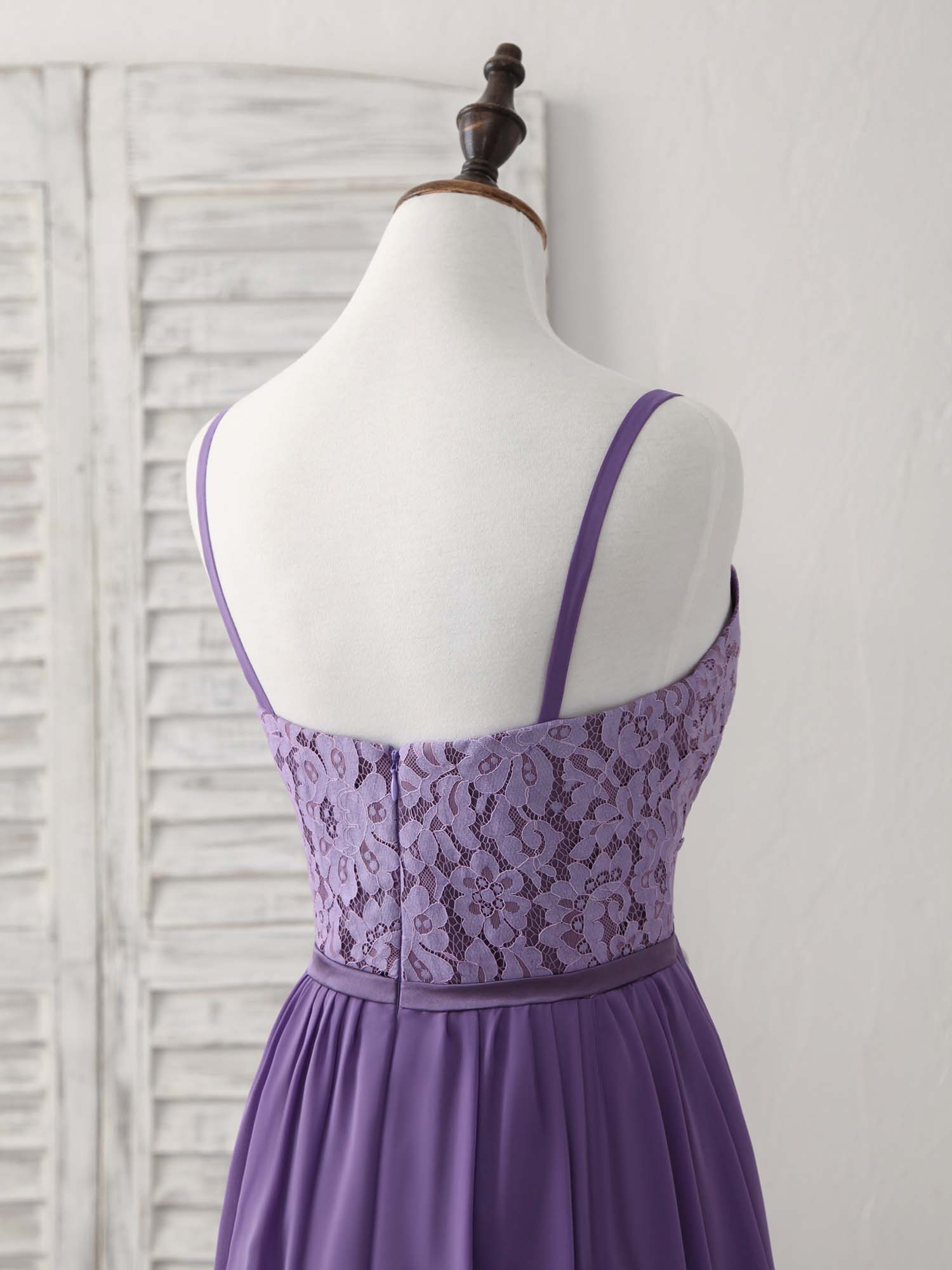 Elegant Purple Lace Chiffon Long Prom Dress for Women - Formal Evening Gown & Bridesmaid Dress - Perfect for Weddings, Proms, and Special Occasions