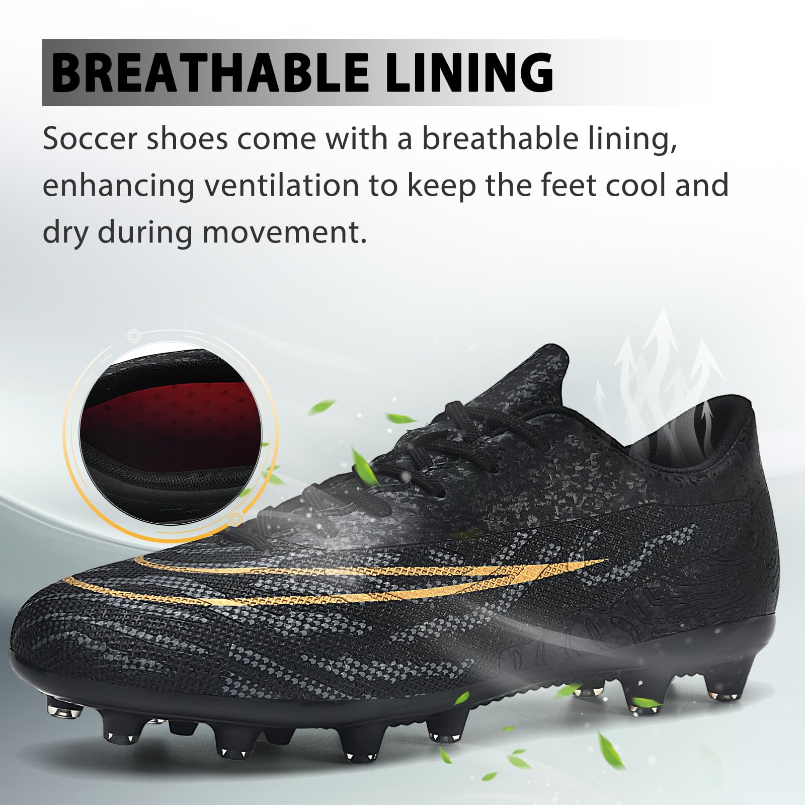 Men's & Women's Soccer Cleats - Lightweight Football Shoes for Adults & Big Boys - AG Studs for Firm Ground - Perfect for Training, Matches & Outdoor Sports