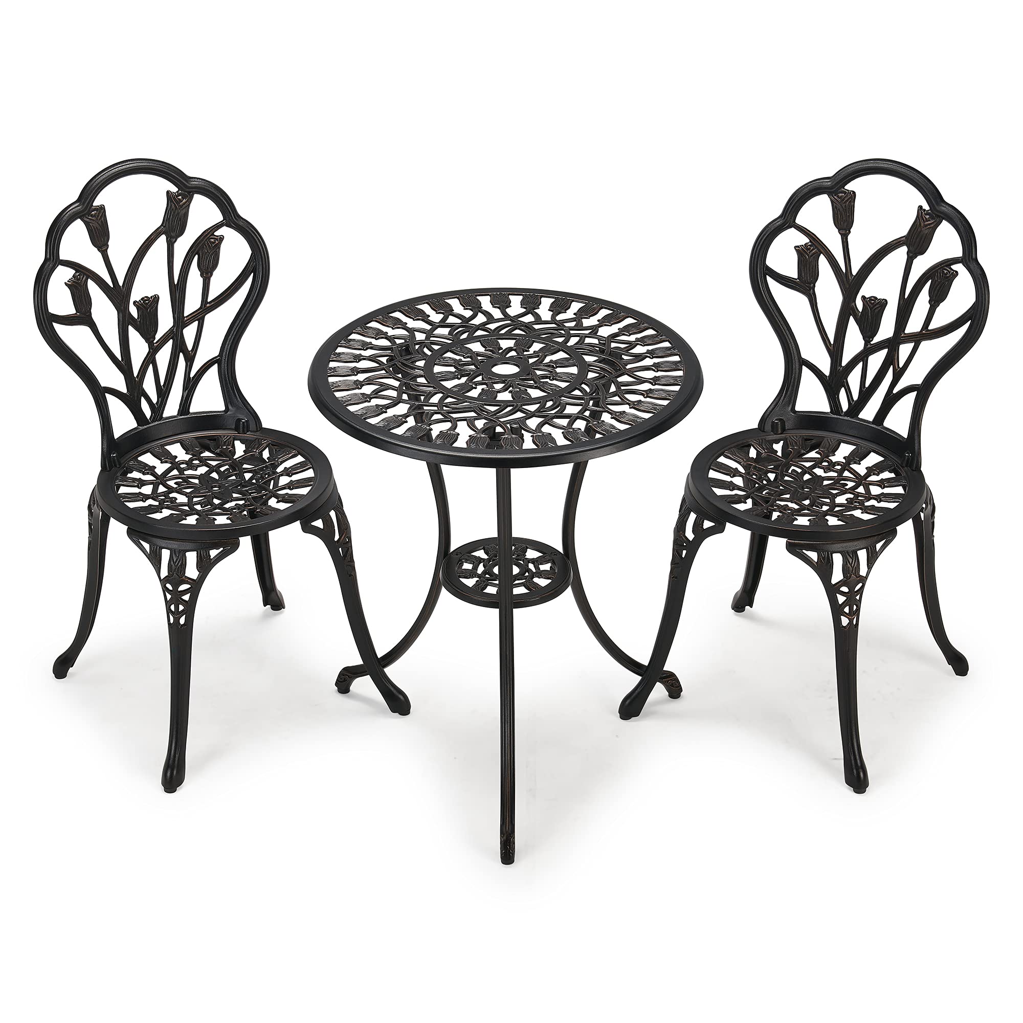 Laurel Canyon Antique Copper Finish Outdoor Patio Set - Rust-Resistant Small Round Table with 2 Chairs for Porch, Lawn, Garden, Poolside & Backyard | Perfect for Outdoor Dining, Relaxation & Entertaining