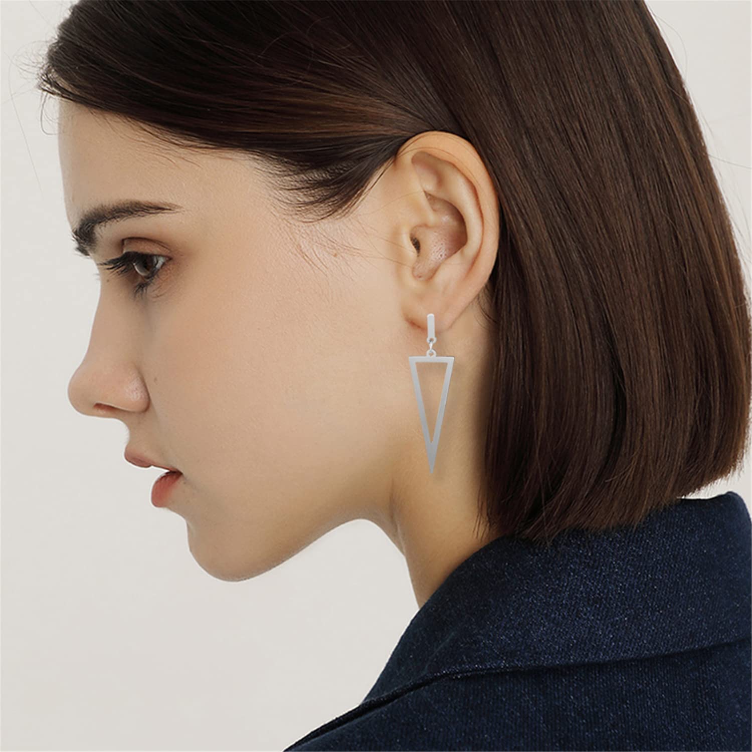 Punk Black Triangle Dangle Drop Earrings - Gold Metal Geometric Stud Earrings for Women & Men - Perfect for Bar Parties, Night Out, and Gothic Fashion
