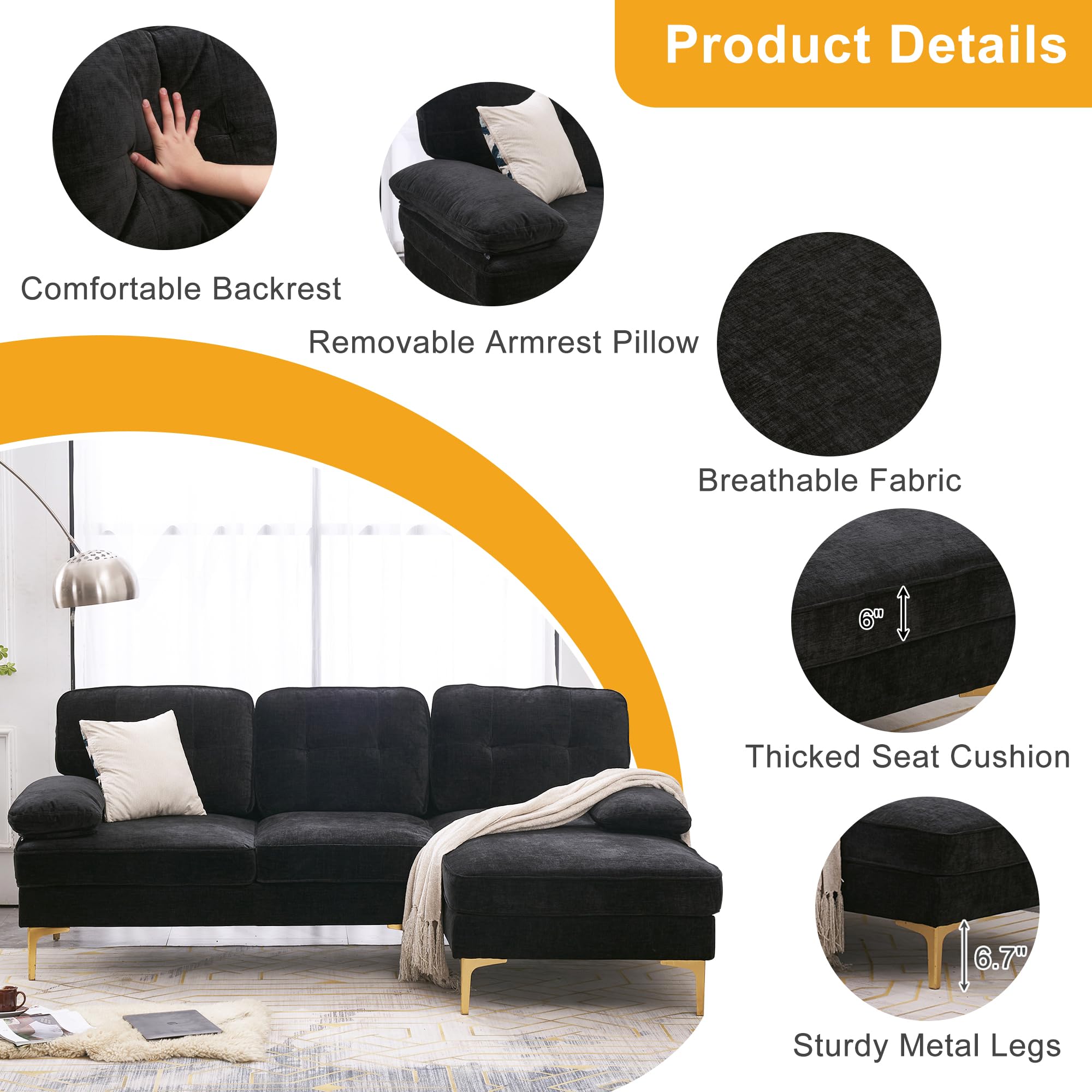 L-Shaped Sectional Sofa 85