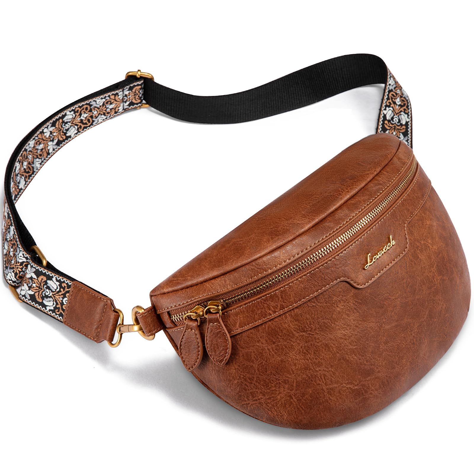 LOVEVOOK Vegan Leather Fanny Pack for Women - Waterproof Crossbody Sling Bag with Adjustable Boho Strap | Perfect for Travel, Hiking, Concerts & Everyday Use
