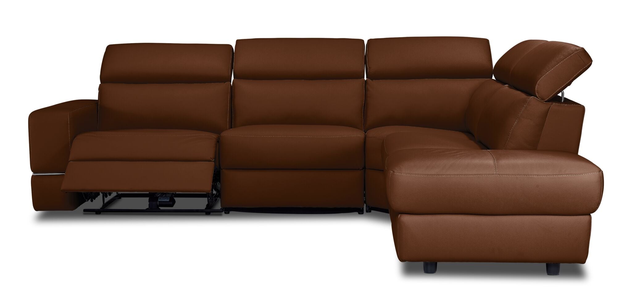 Bianca 3-Piece Power Reclining Sectional Sofa with Right Facing Chaise Lounge - Cognac Leather Living Room Furniture for Home Theater & Family Gatherings