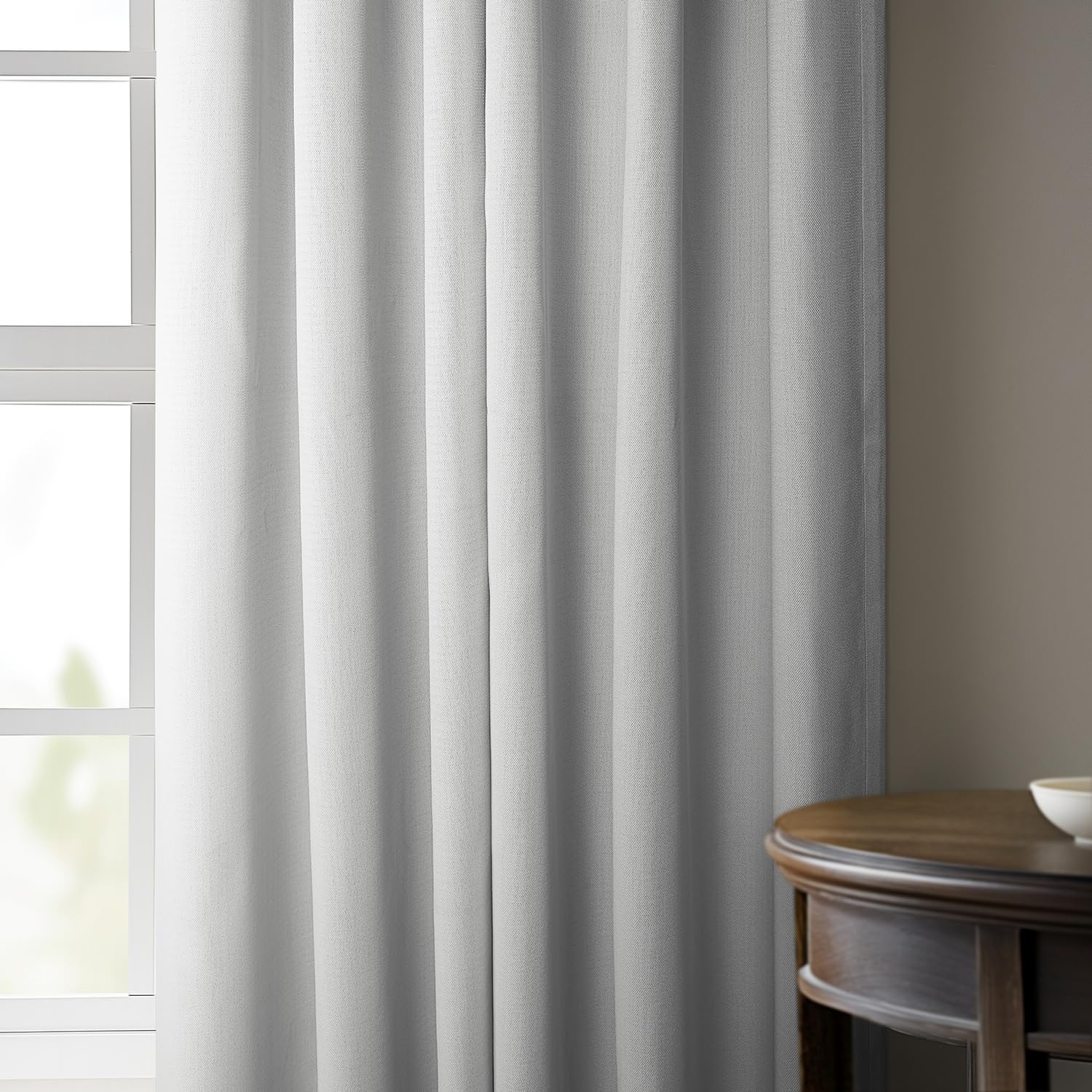 Blackout Curtains for Bedroom - 1 Panel Faux Linen Window Drapes 50x96 Inches, Oyster Color | Noise Reducing & Thermal Insulated for Better Sleep