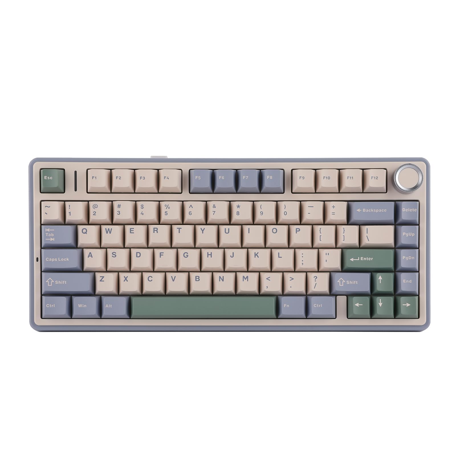 EPOMAKER x Aula F75 75% Wireless Mechanical Keyboard - Hot Swappable Gaming Keyboard with Gasket Mount, 5-Layer Padding, Rotary Knob, Bluetooth/2.4GHz/USB-C, RGB Backlit (Green, Graywood V3 Switch) - Perfect for PC Gaming, Office Work & Typing Enthusiasts