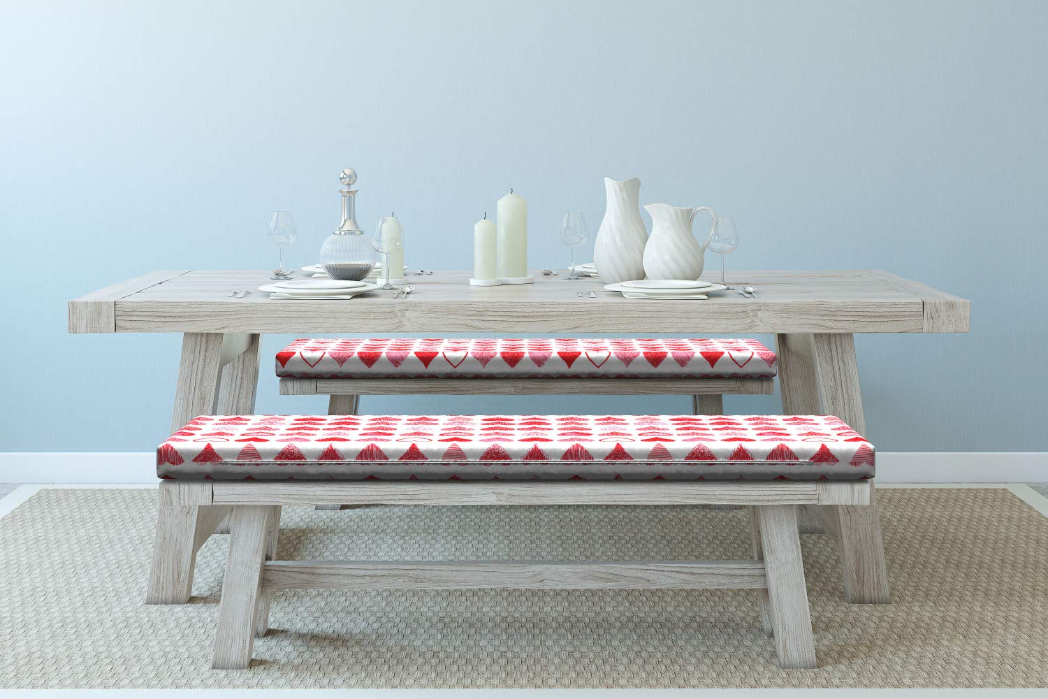 Ambesonne Valentine's Day Bench Cushion Set of 2 - Romantic Heart Design Hand-Painted Art, 45