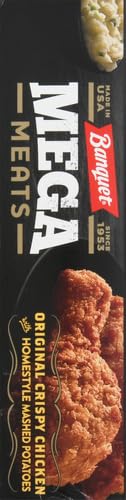Banquet Mega Meats Original Crispy Chicken with Homestyle Mashed Potatoes - Frozen Dinner Meal 14.25 oz (404g) | Quick & Easy Microwaveable Meal for Busy Weeknights, College Students & Office Lunches