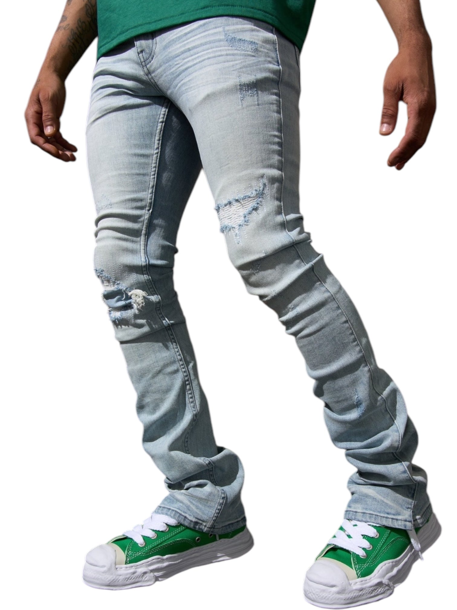 Serenede Azul Stacked Jeans for Women - High Waist Skinny Jeans in Sky Blue | Perfect for Casual Wear, Date Nights & Street Style Outfits