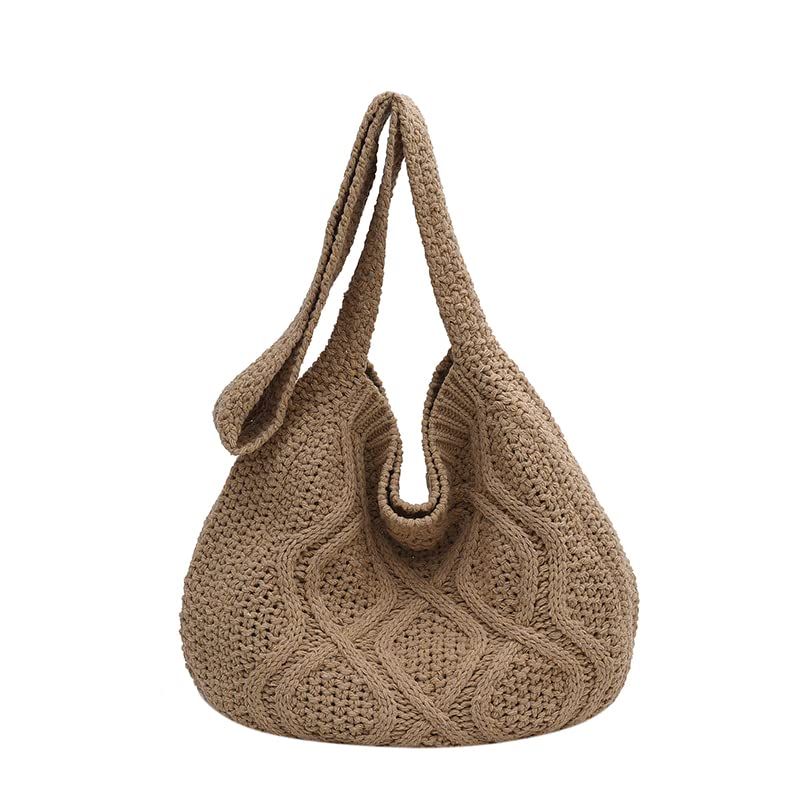 Stylish Women's Crochet Tote Bag - Knitted Shoulder Crossbody Handbag for Shopping, Beach & Everyday Use | Aesthetic Boho Purse & Cute Crocheted Hobo Bag | Perfect for Summer Outfits, Grocery Trips & Casual Outings