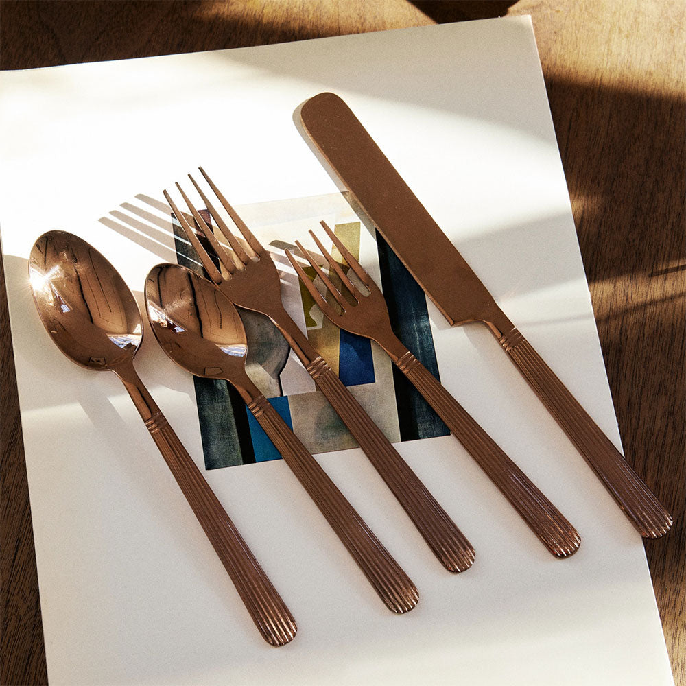 Art Deco Blush Flatware Set - 20-Piece Stainless Steel Cutlery Set for Dining, Wedding & Party - Elegant Tableware for Home, Restaurant & Special Occasions