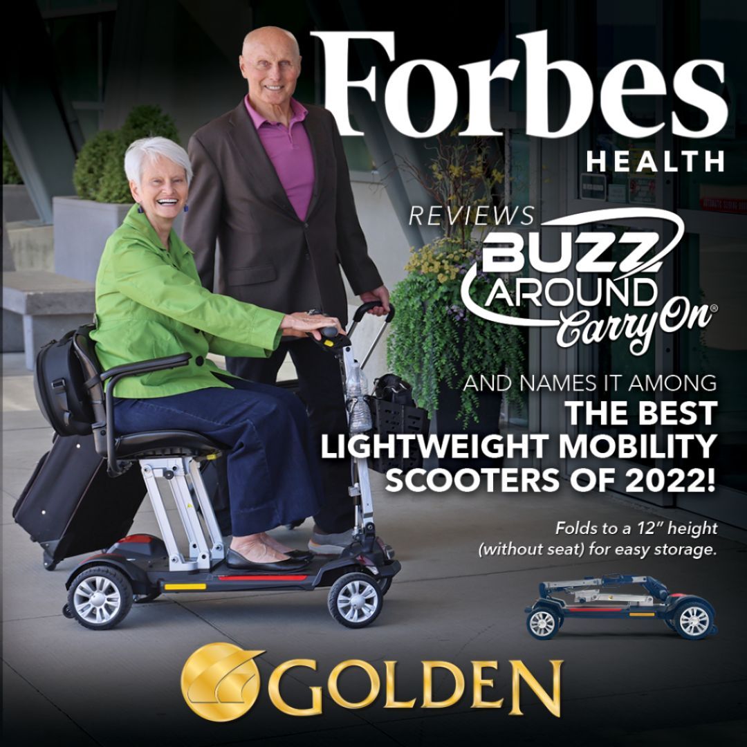 Golden Technologies Buzzaround Carry On Folding Scooter - Lightweight Mobility Scooter for Seniors & Adults - Perfect for Travel, Shopping & Outdoor Activities