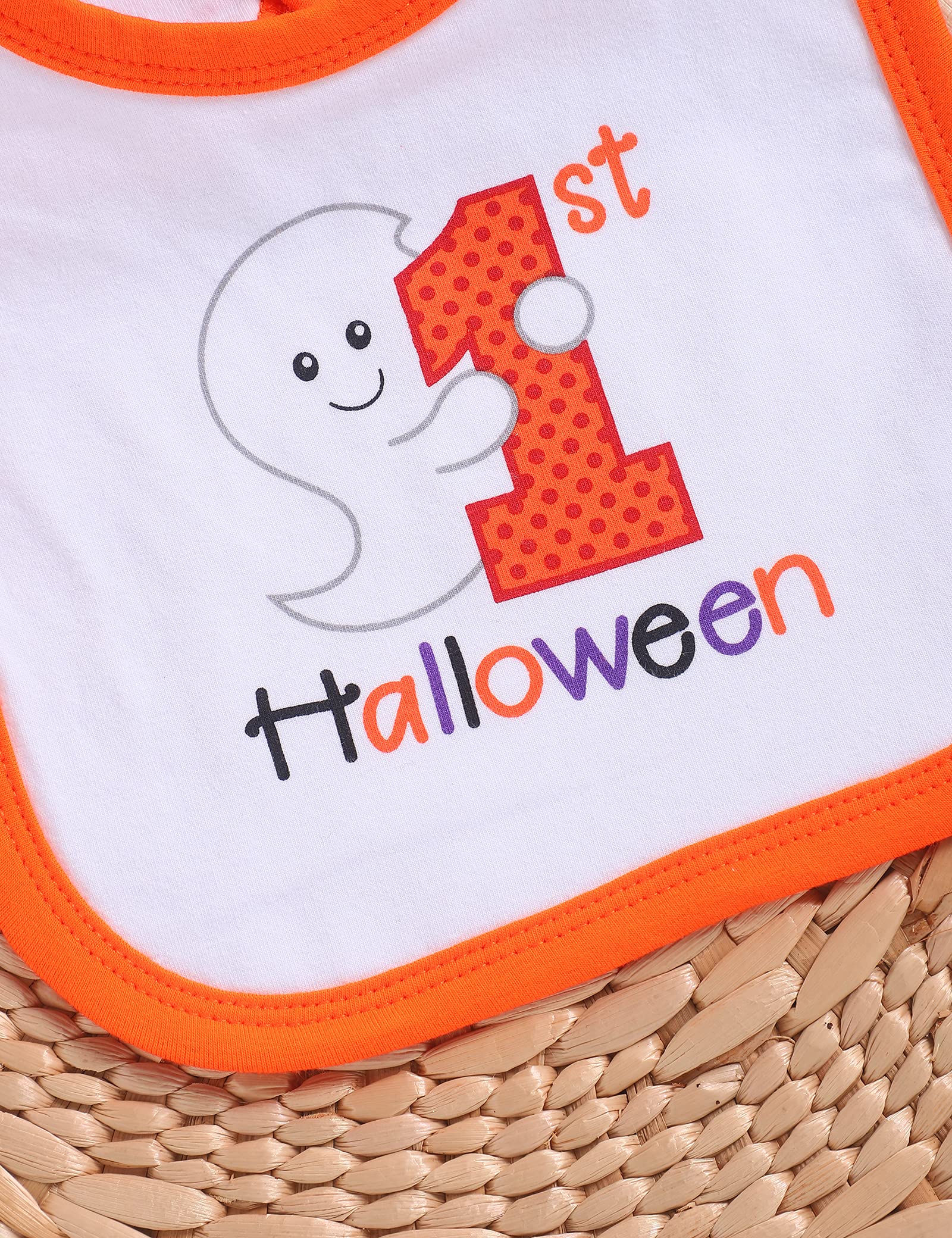 My First Halloween Baby Bibs for Boys & Girls - Drool Proof & Teething Friendly (Pumpkin Orange) - Perfect for Halloween Parties & Photo Shoots