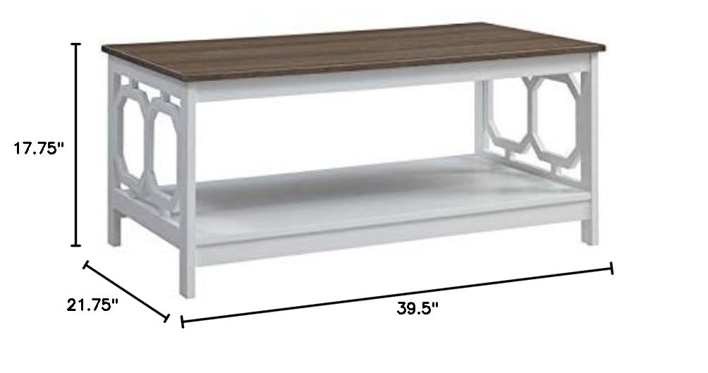 Pemberly Row White & Driftwood Brown Wood Coffee Table - Modern Living Room Centerpiece for Home Decor