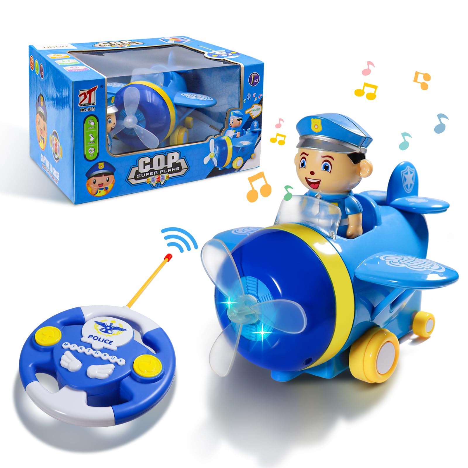 HDOIT Remote Control Airplane Toy for Kids Ages 3-12 - RC Plane with Music & LED Lights, Fun Birthday & Christmas Gift for Boys & Girls - Indoor & Outdoor Play, Backyard Fun, Party Entertainment