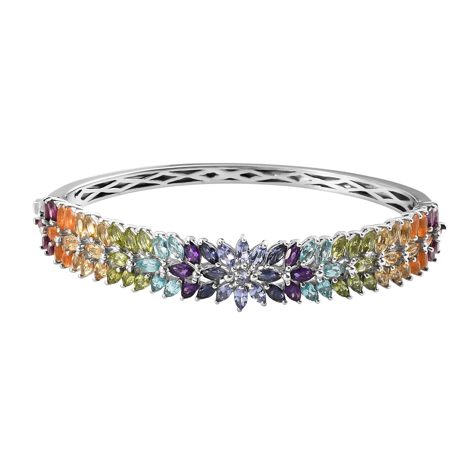 925 Sterling Silver Platinum Plated Bangle Cuff Bracelet for Women | Elegant Jewelry for Wedding, Engagement, Anniversary & Mother's Day Gifts | Perfect for Special Occasions & Everyday Wear