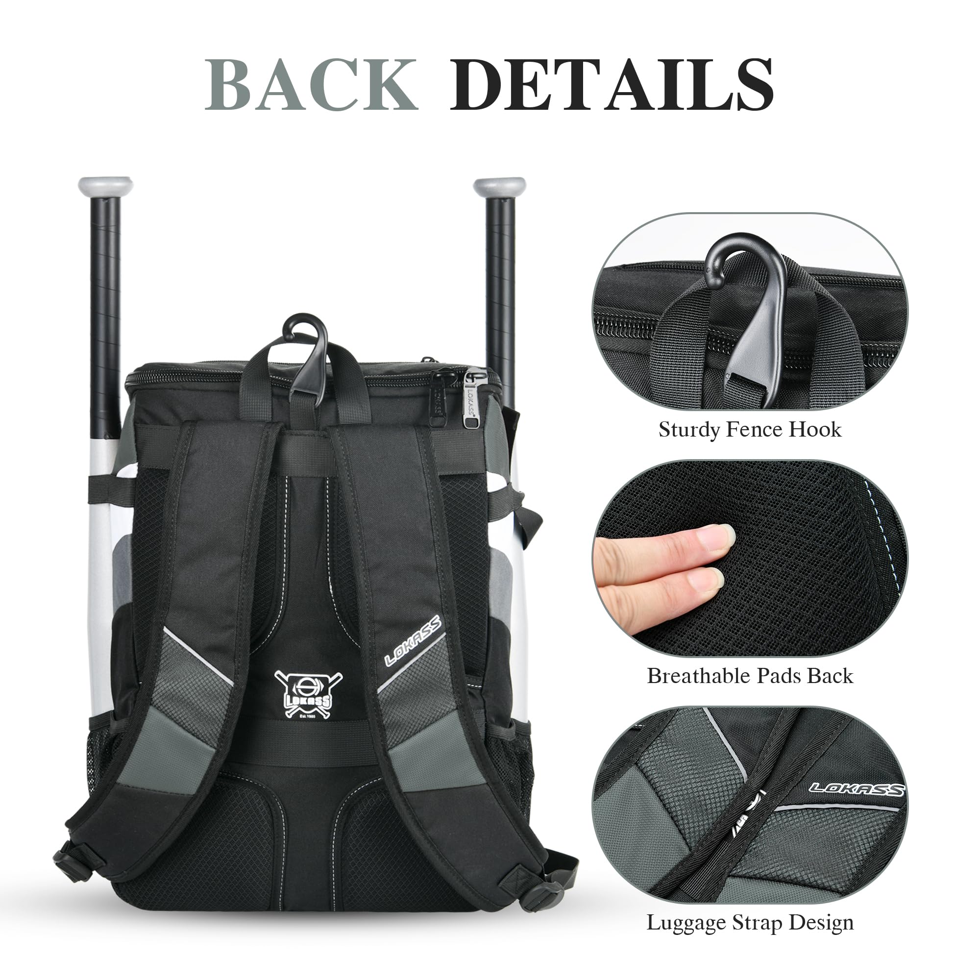 **Large Capacity Lightweight Baseball Backpack for Adults & Youth - Waterproof Softball Bag with Shoe Compartment, Fence Hook & Helmet Storage - Perfect for T-Ball, Batting Practice & Game Day Equipment**