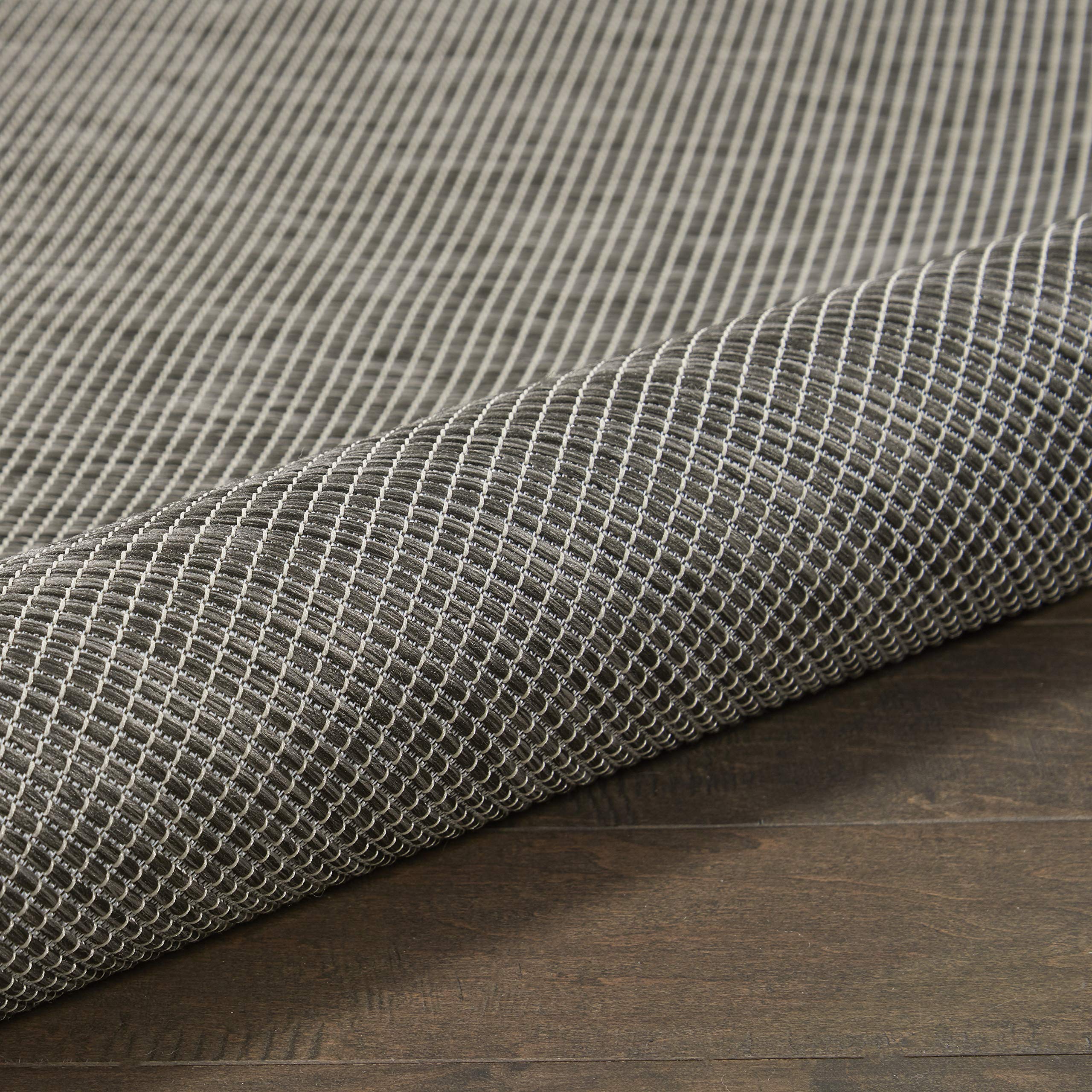 Nourison Positano 10' x 14' Indoor Outdoor Area Rug - Charcoal Gray, Easy Clean, Non-Shedding, Stain Resistant | Perfect for Living Room, Bedroom, Dining Room, Backyard, Deck & Patio (10x14)